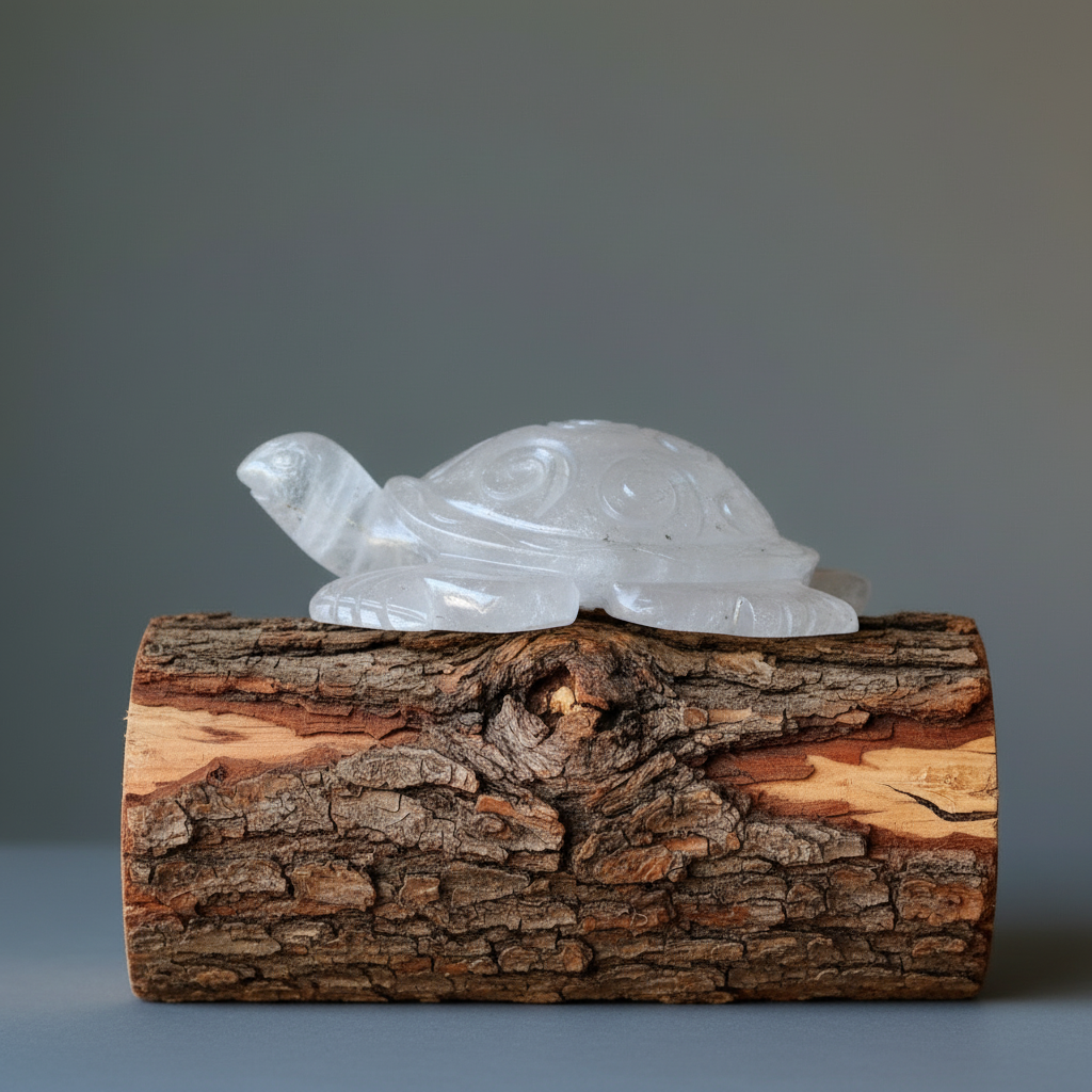 Wolkenquarz Schildkröte Weise Tier Kristall Statue XL 18.5 cm