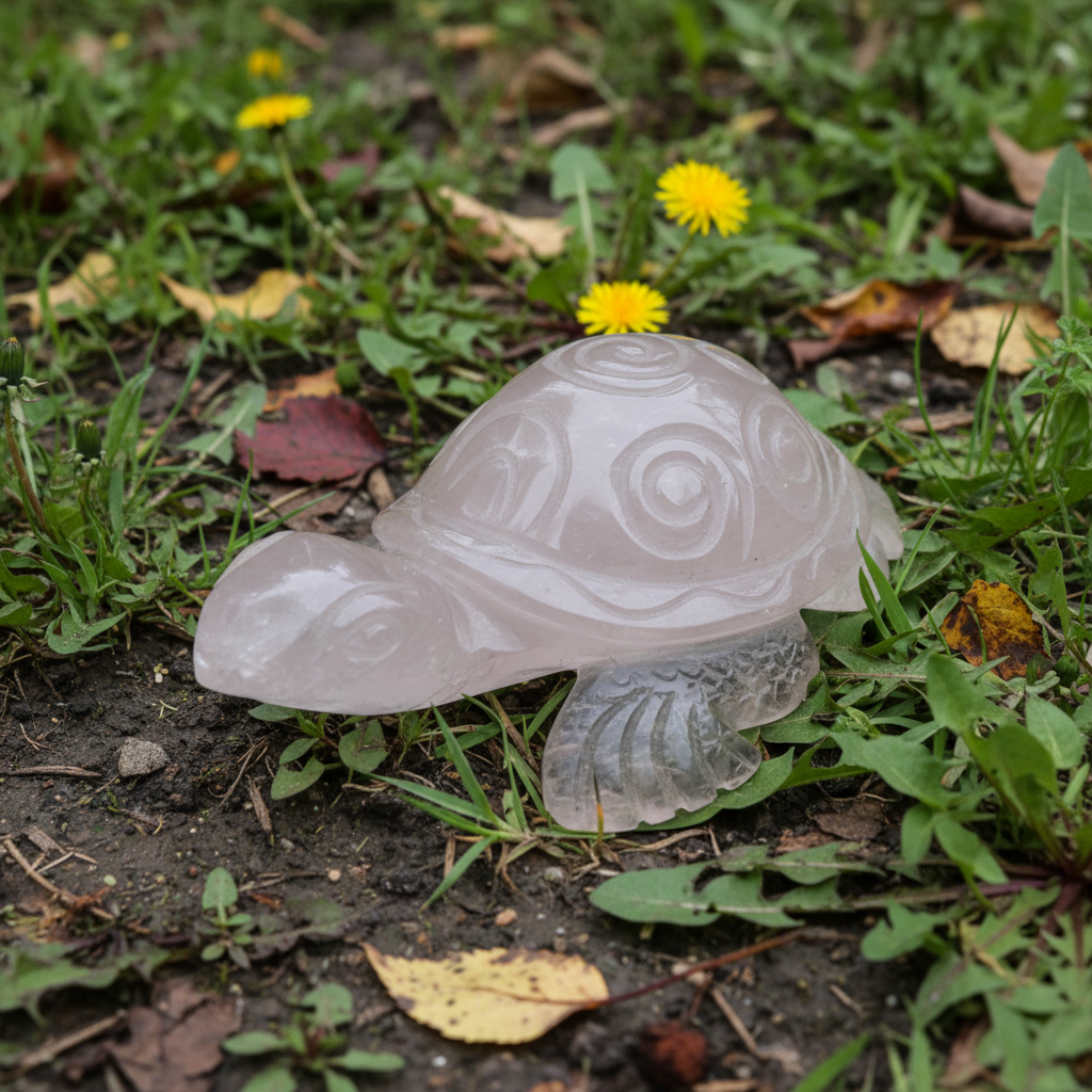 Wolkenquarz Schildkröte Weise Tier Kristall Statue XL 18.5 cm