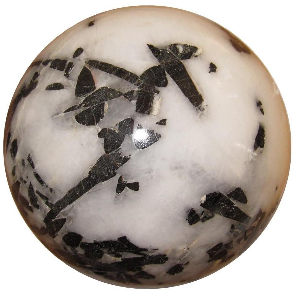 Quartz Tourmaline Sphere Black White Protection Crystal Ball