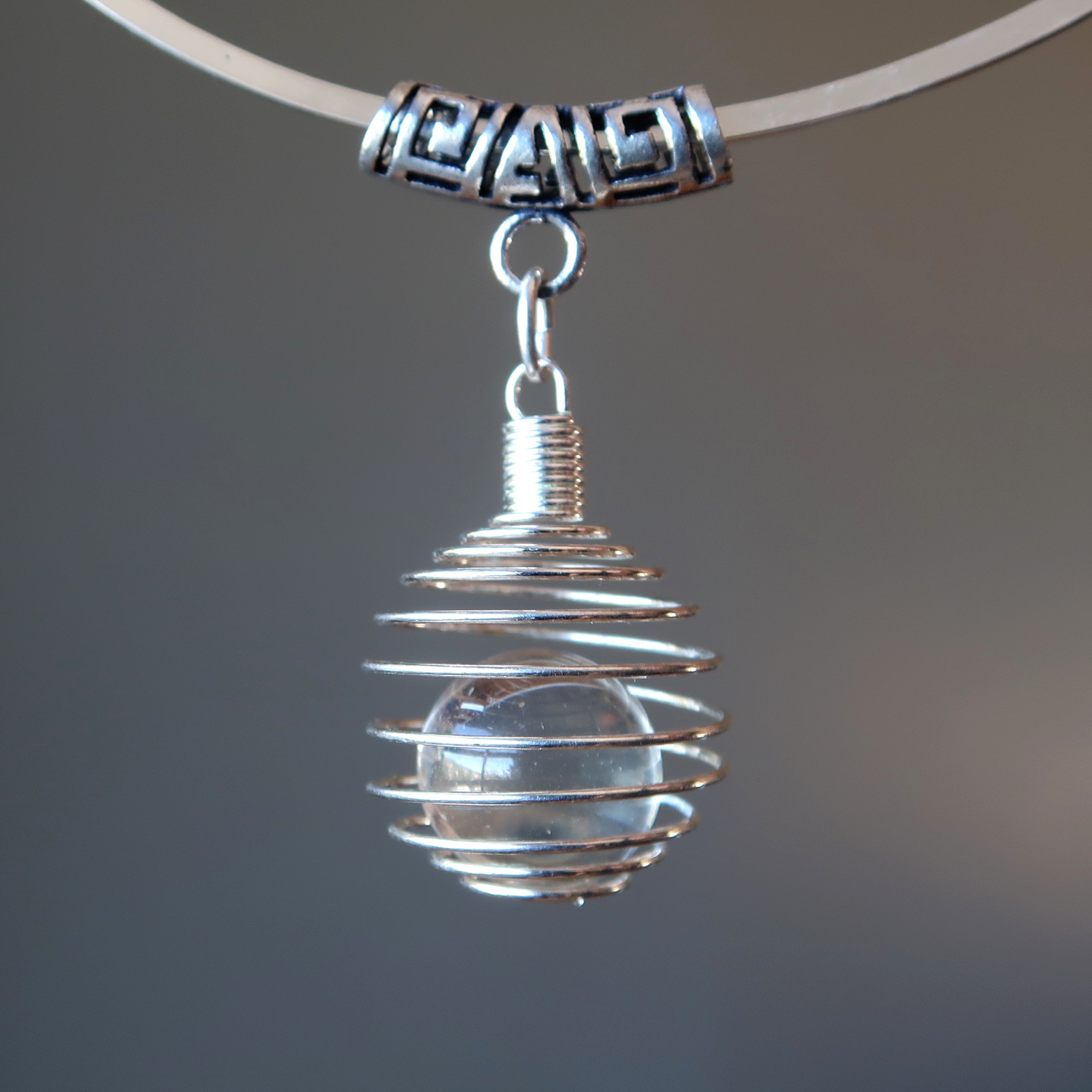 Clear Quartz Necklace Magic Aura Silver Choker