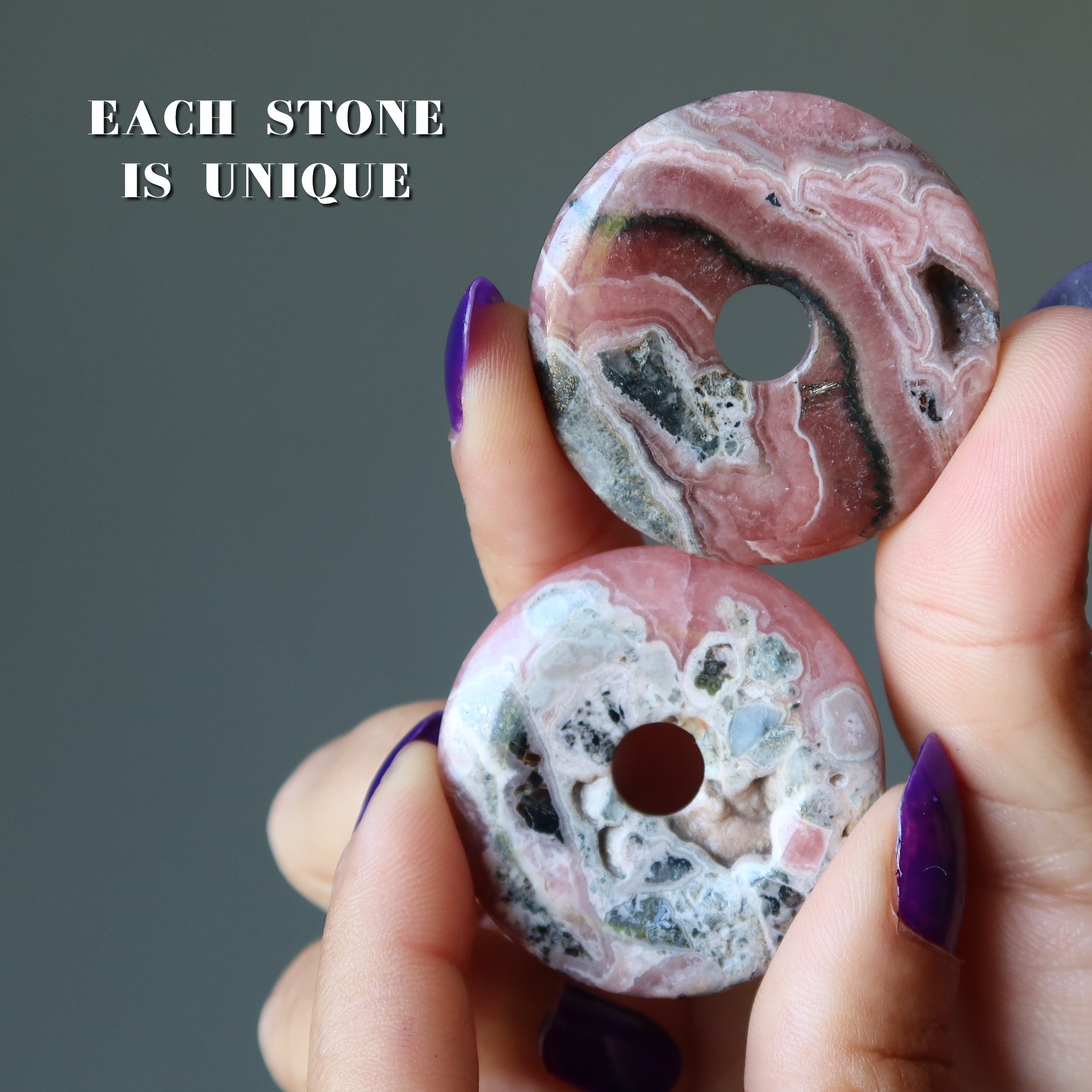 Rhodochrosite Gemstone Donut Soulmate Infinity
