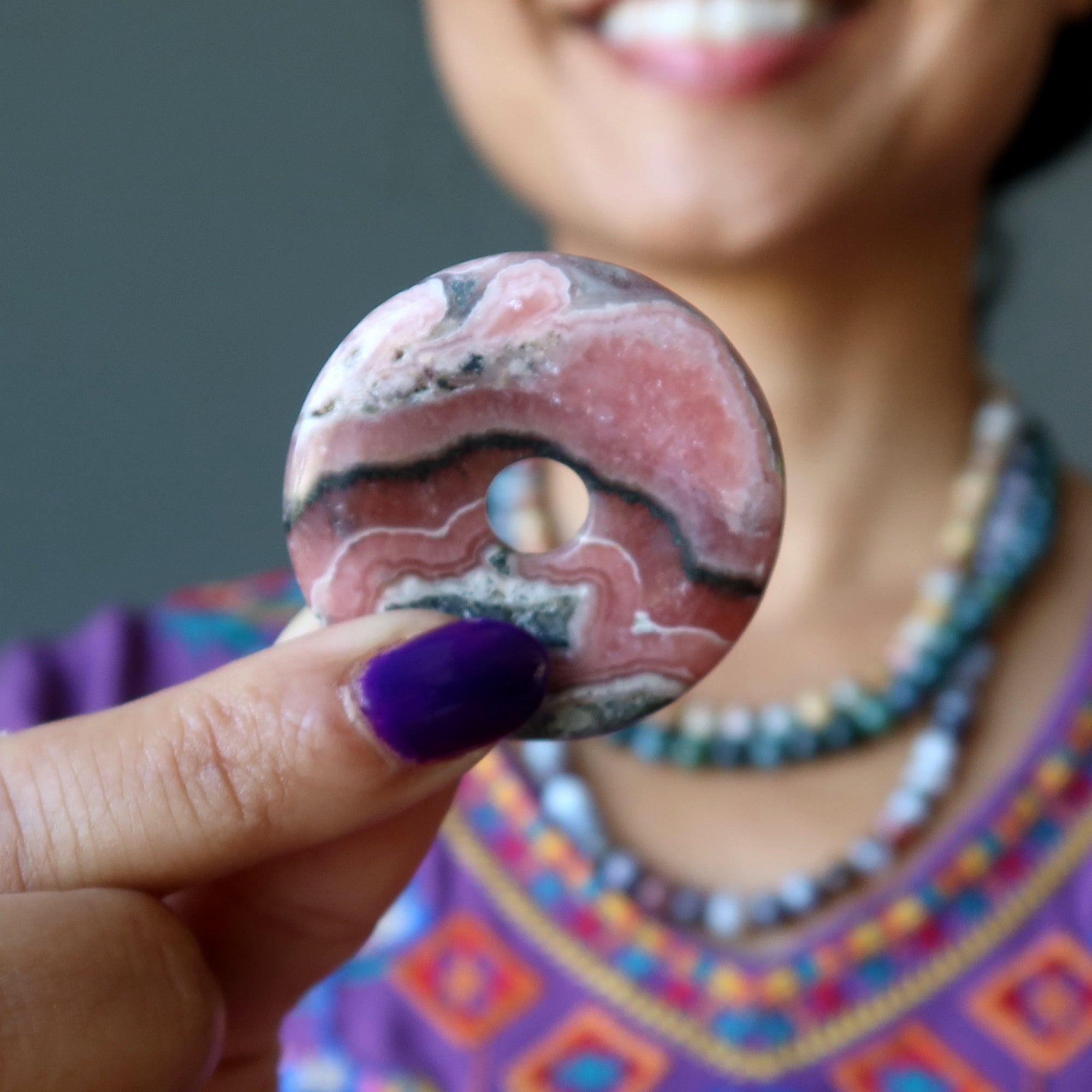 Rhodochrosite Gemstone Donut Soulmate Infinity