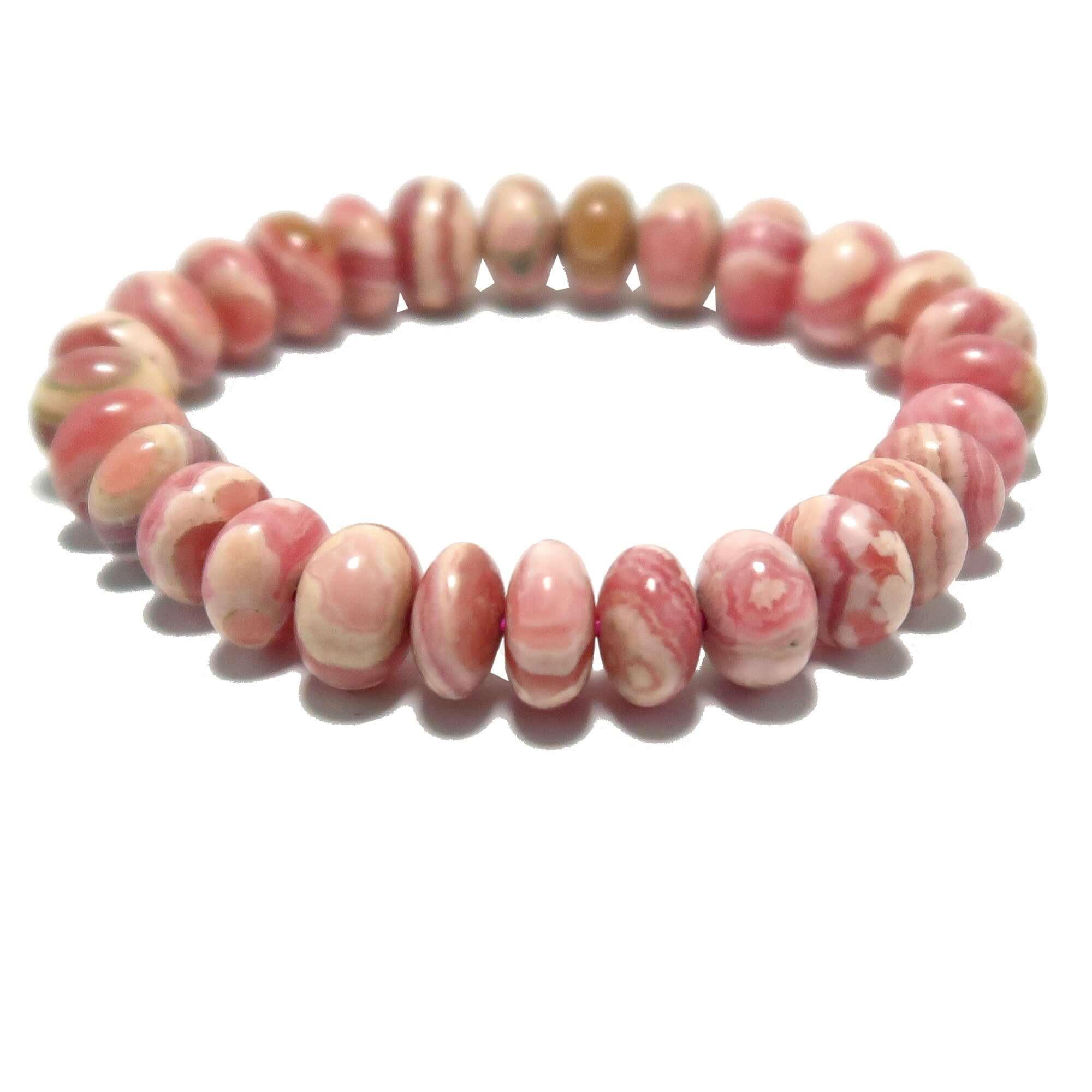 Bracelet en rhodochrosite Perles rondelles rose amour