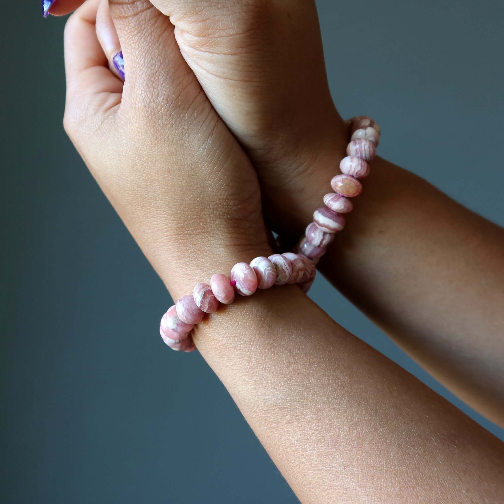 Bracelet en rhodochrosite Perles rondelles rose amour