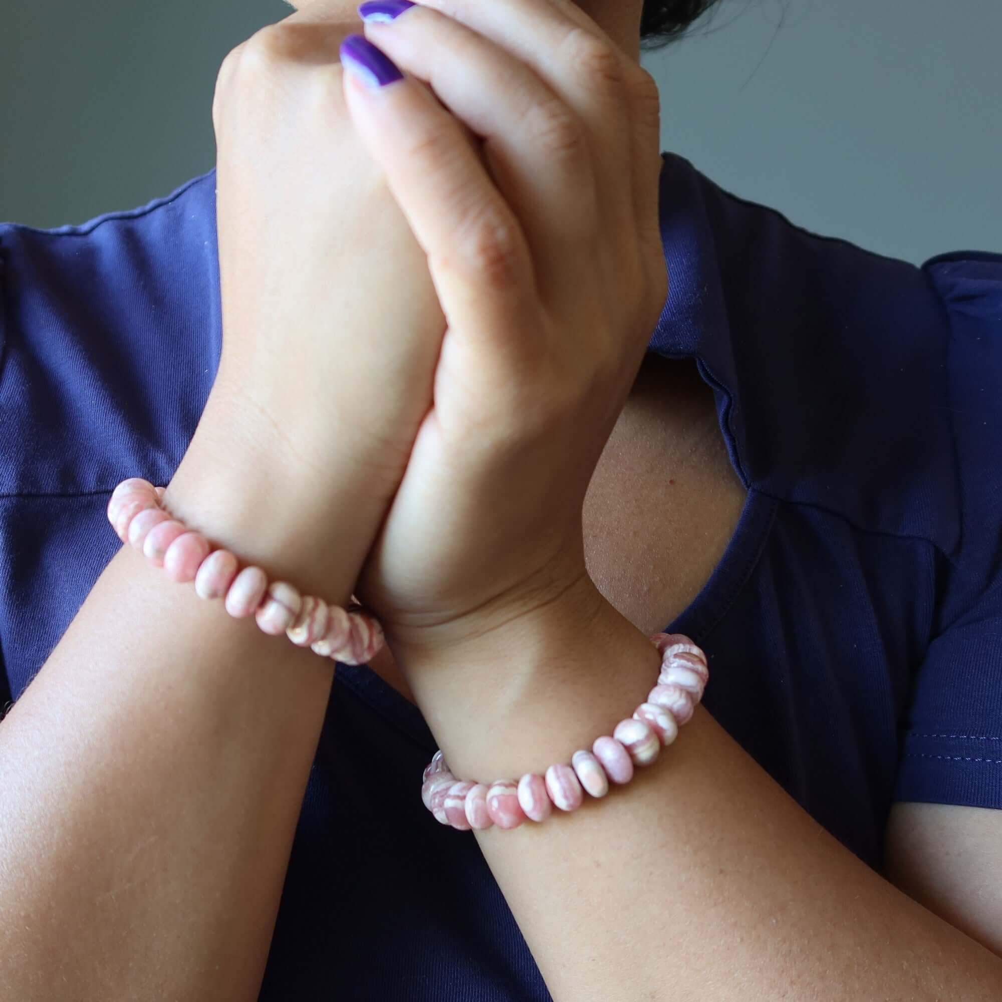 Bracelet en rhodochrosite Perles rondelles rose amour
