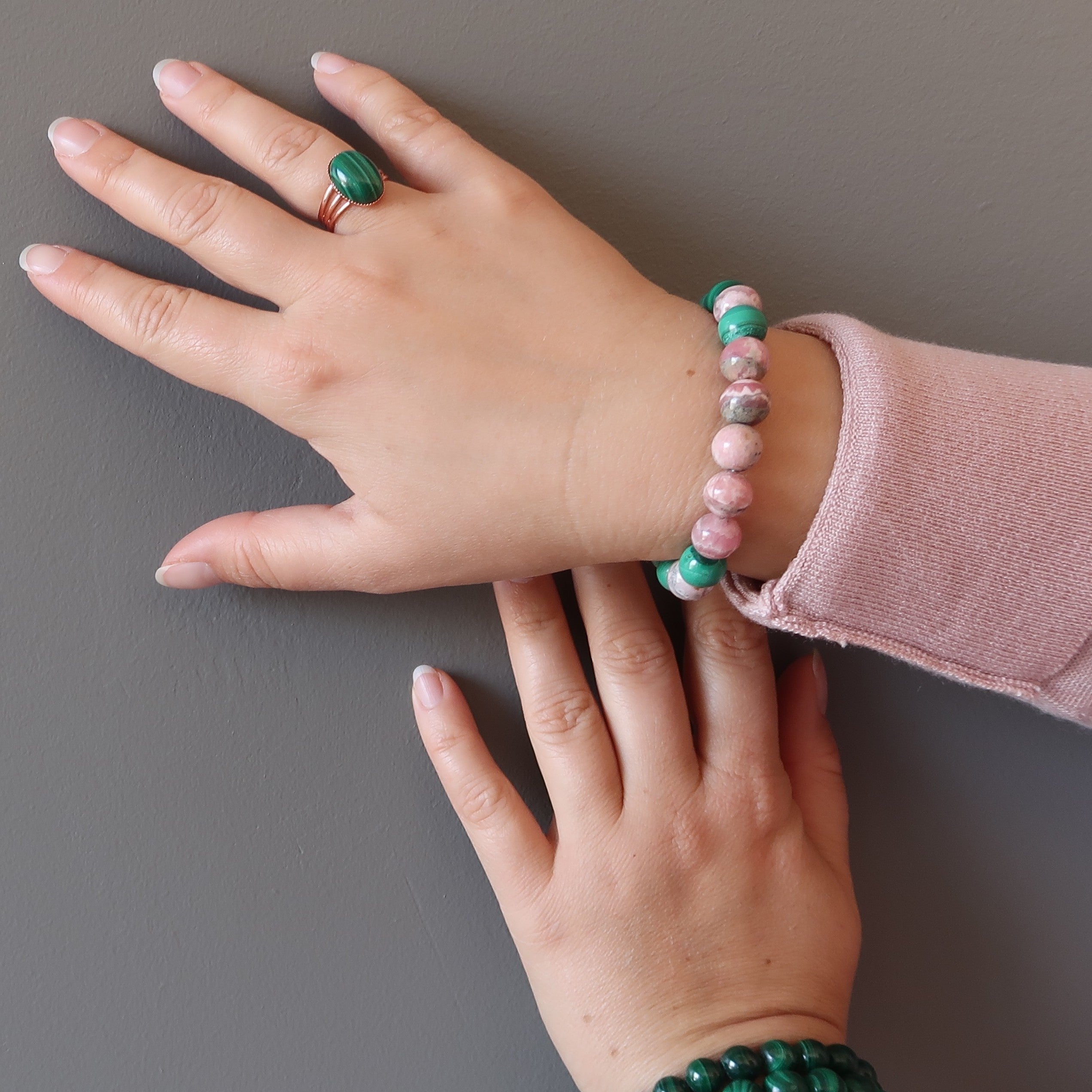 Rhodochrosite Bracelet Malachite Pure Love Gems