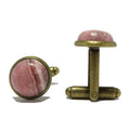 Rhodochrosit Manschettenknöpfe Rosa Liebe Antike Bronze