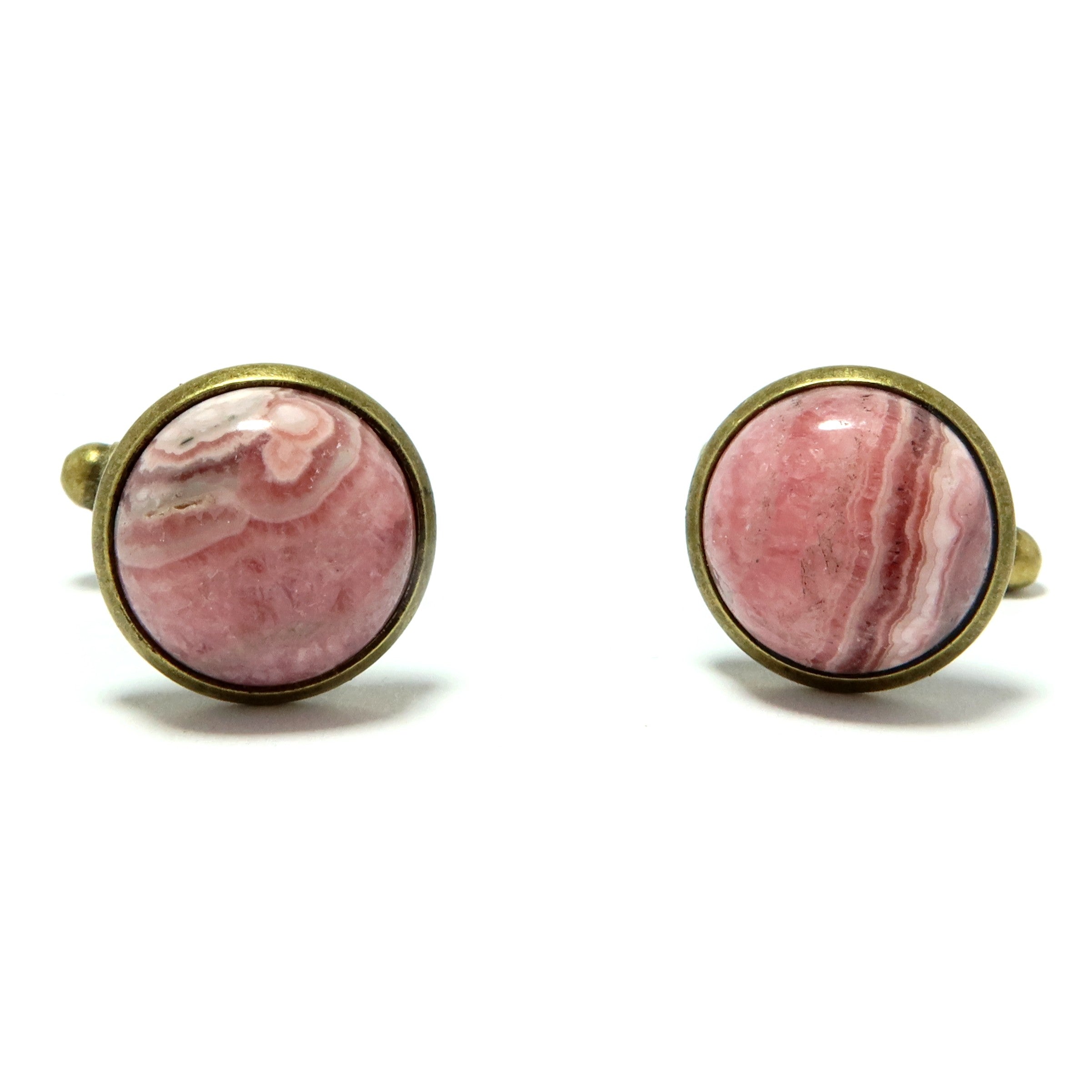 Rhodochrosit Manschettenknöpfe Rosa Liebe Antike Bronze