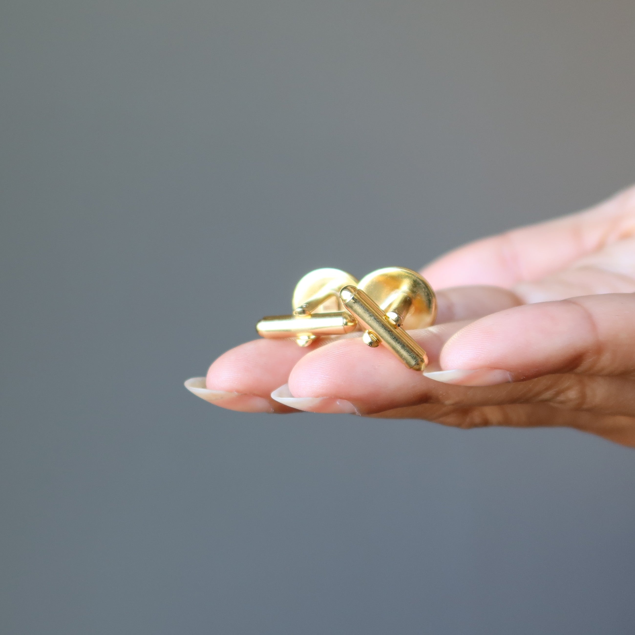 Rhodochrosite Cufflinks Pink Passion Round Gold