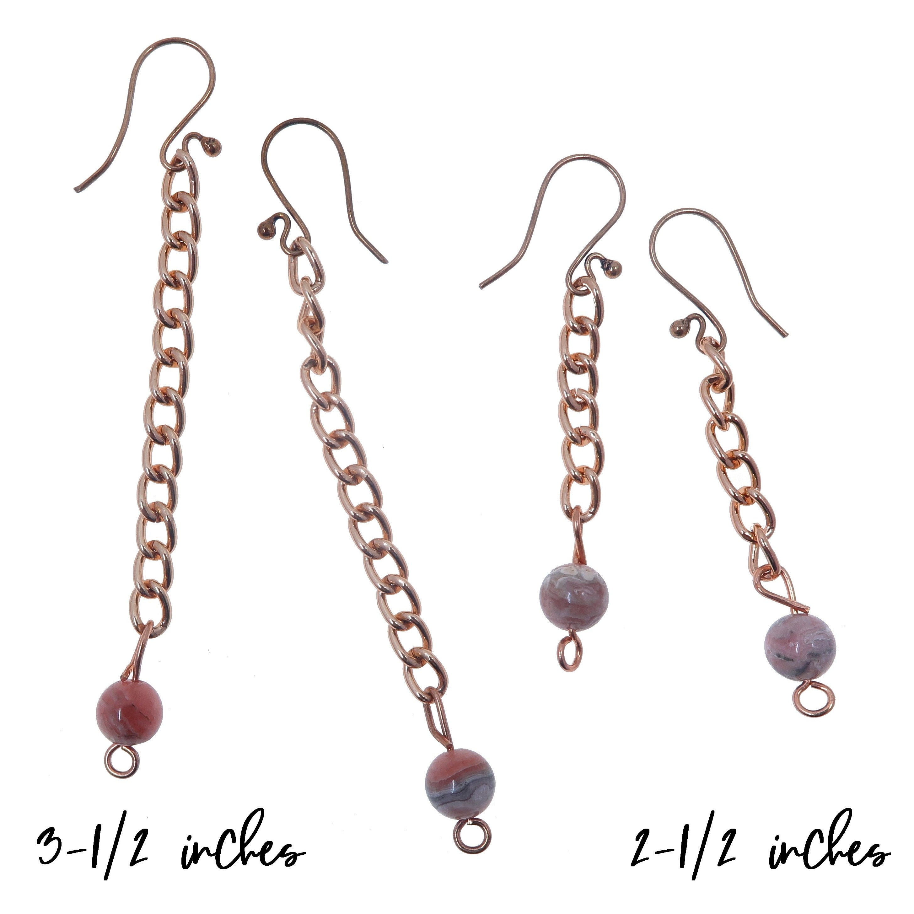 Rhodochrosite Earrings Love Shines Pink Copper Chain