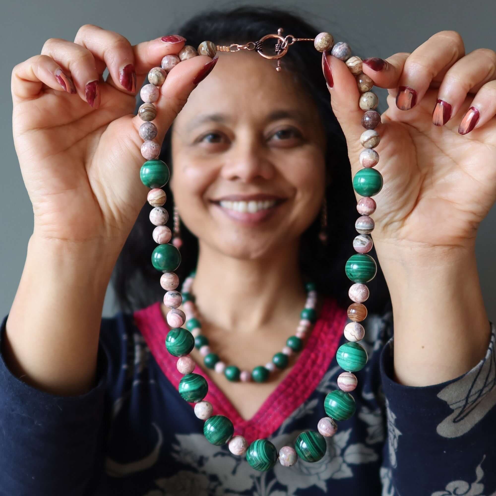 Rhodochrosite Necklace Malachite Pure Love Gems