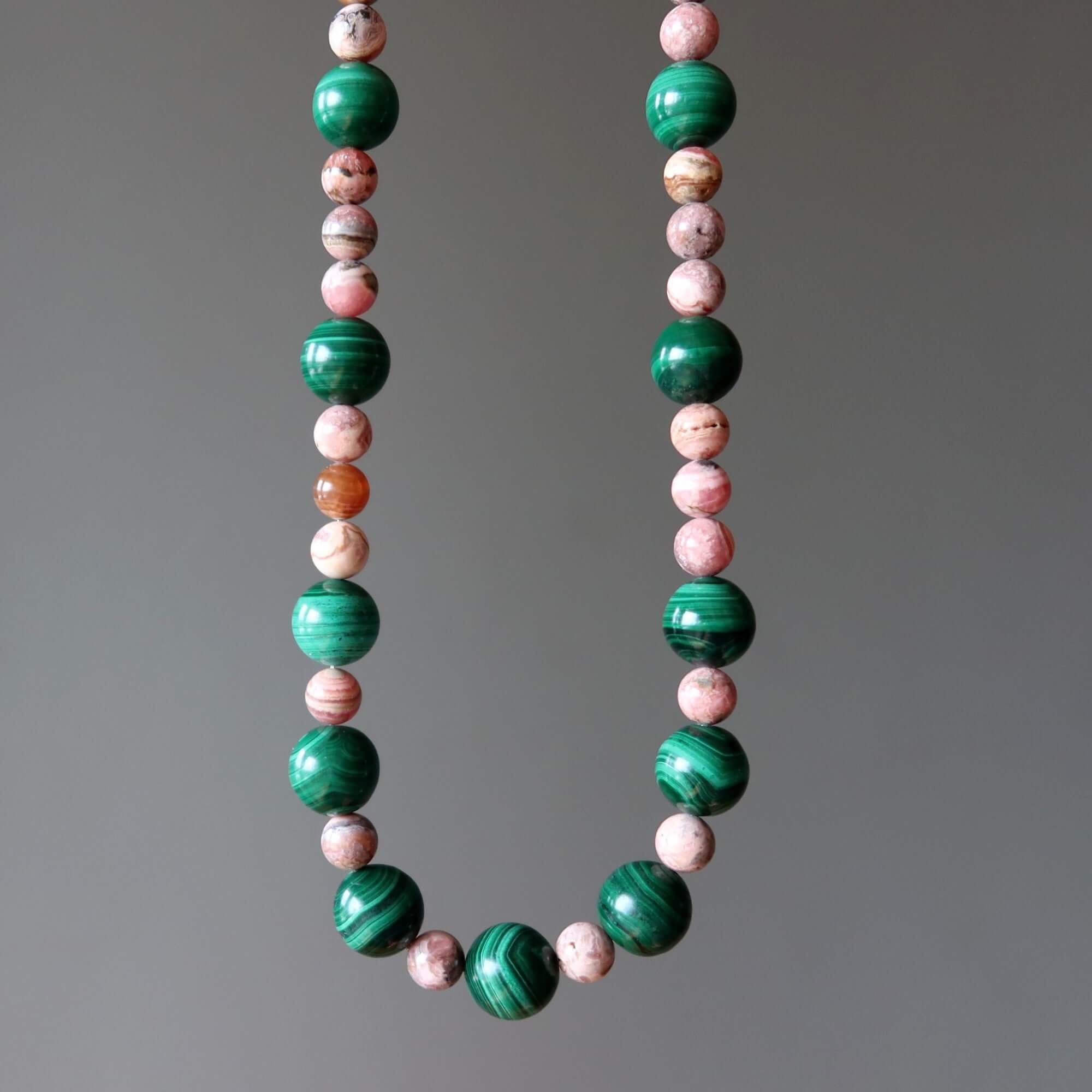 Rhodochrosite Necklace Malachite Pure Love Gems