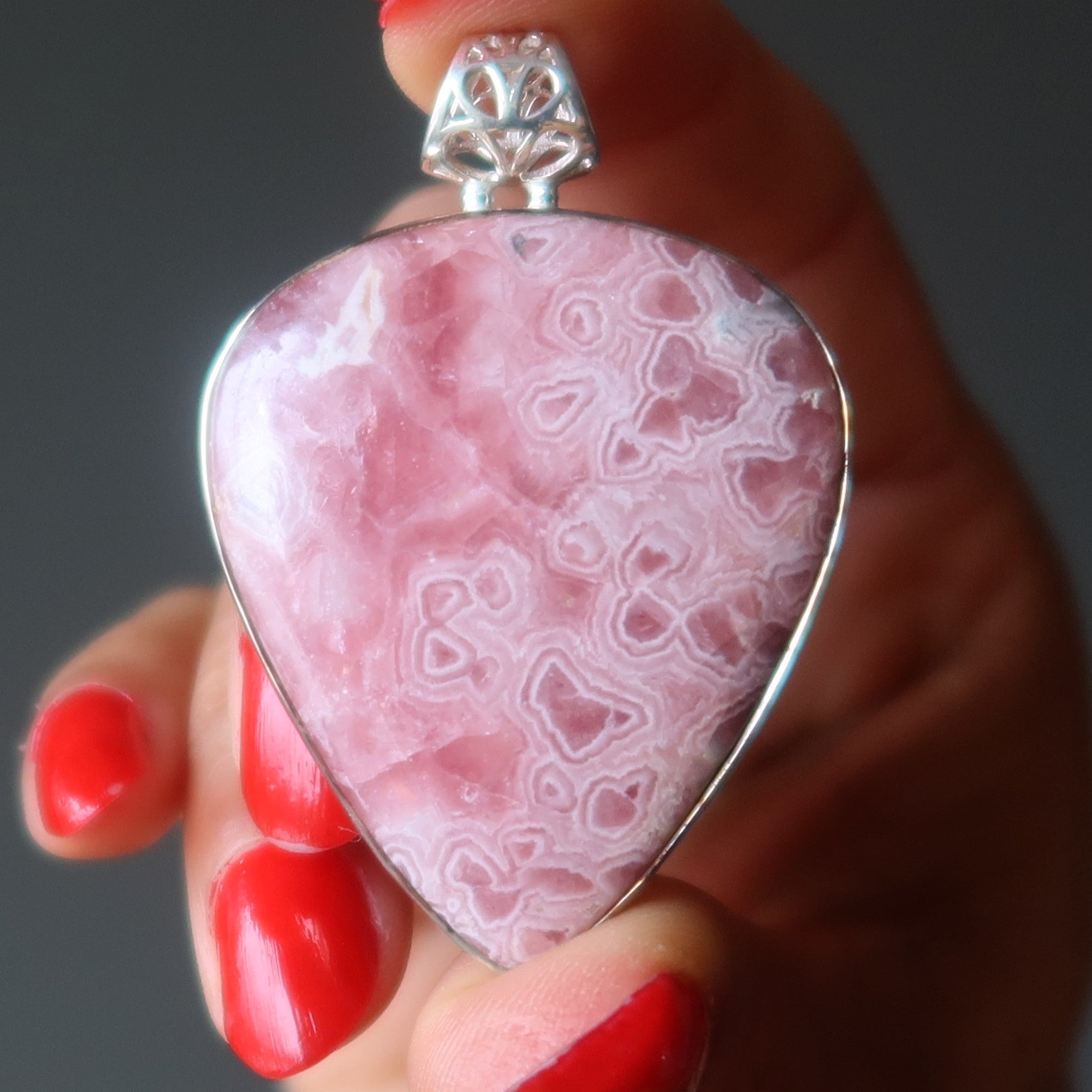 Rhodochrosite Pendant Highest Love Sterling Silver