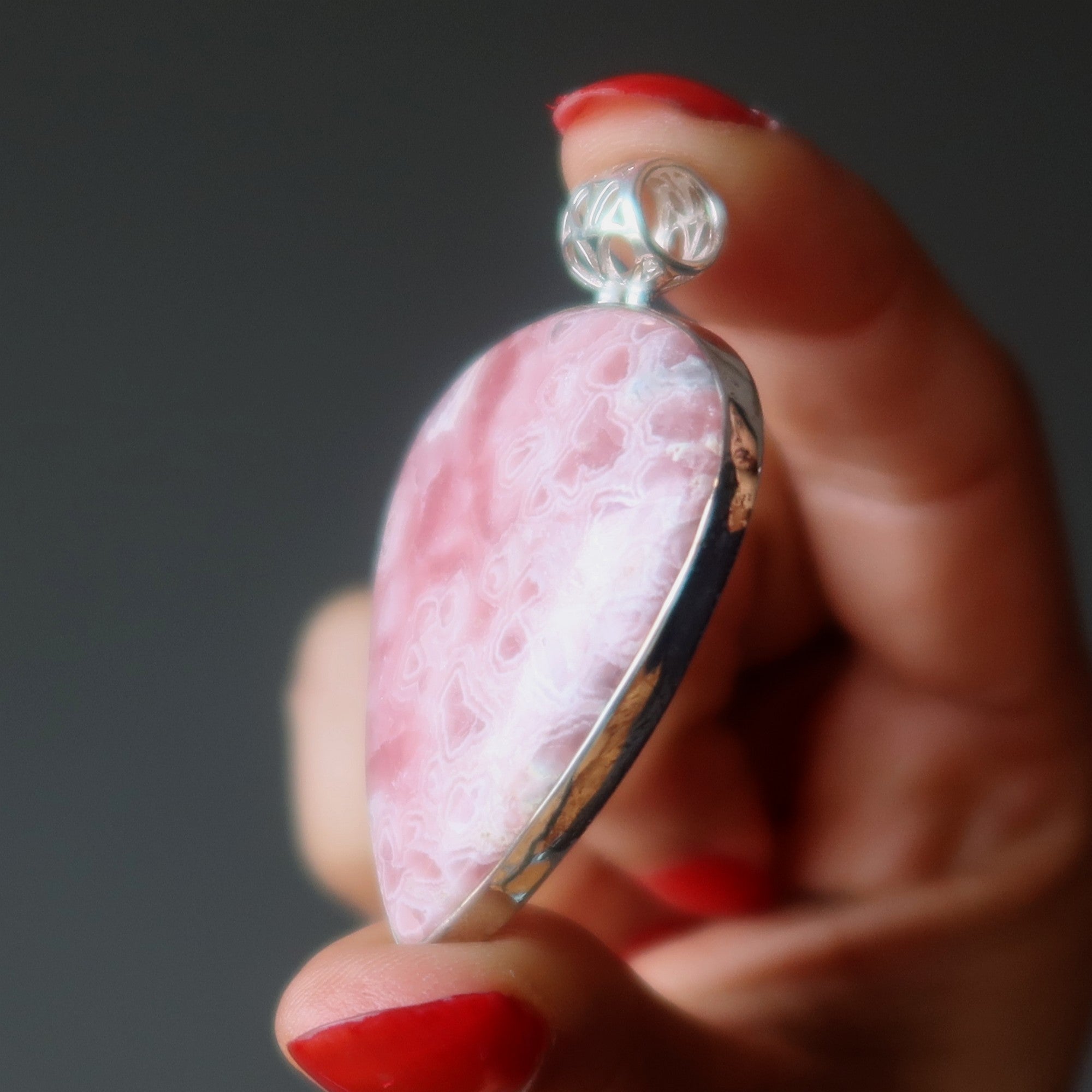 Rhodochrosite Pendant Highest Love Sterling Silver