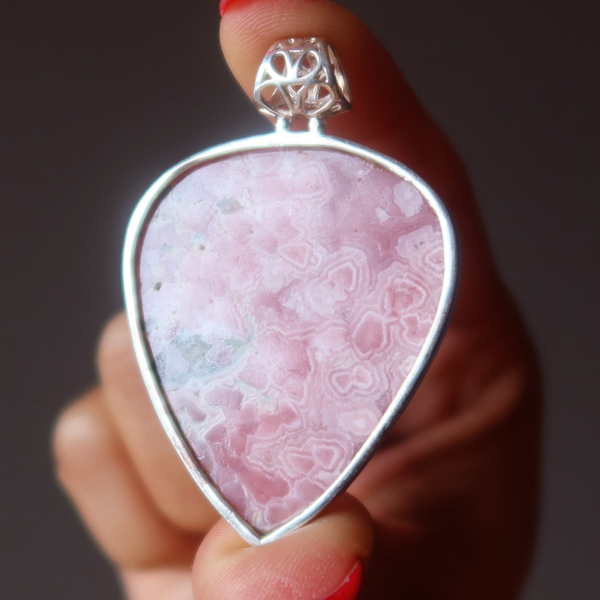 Rhodochrosite Pendant Highest Love Sterling Silver