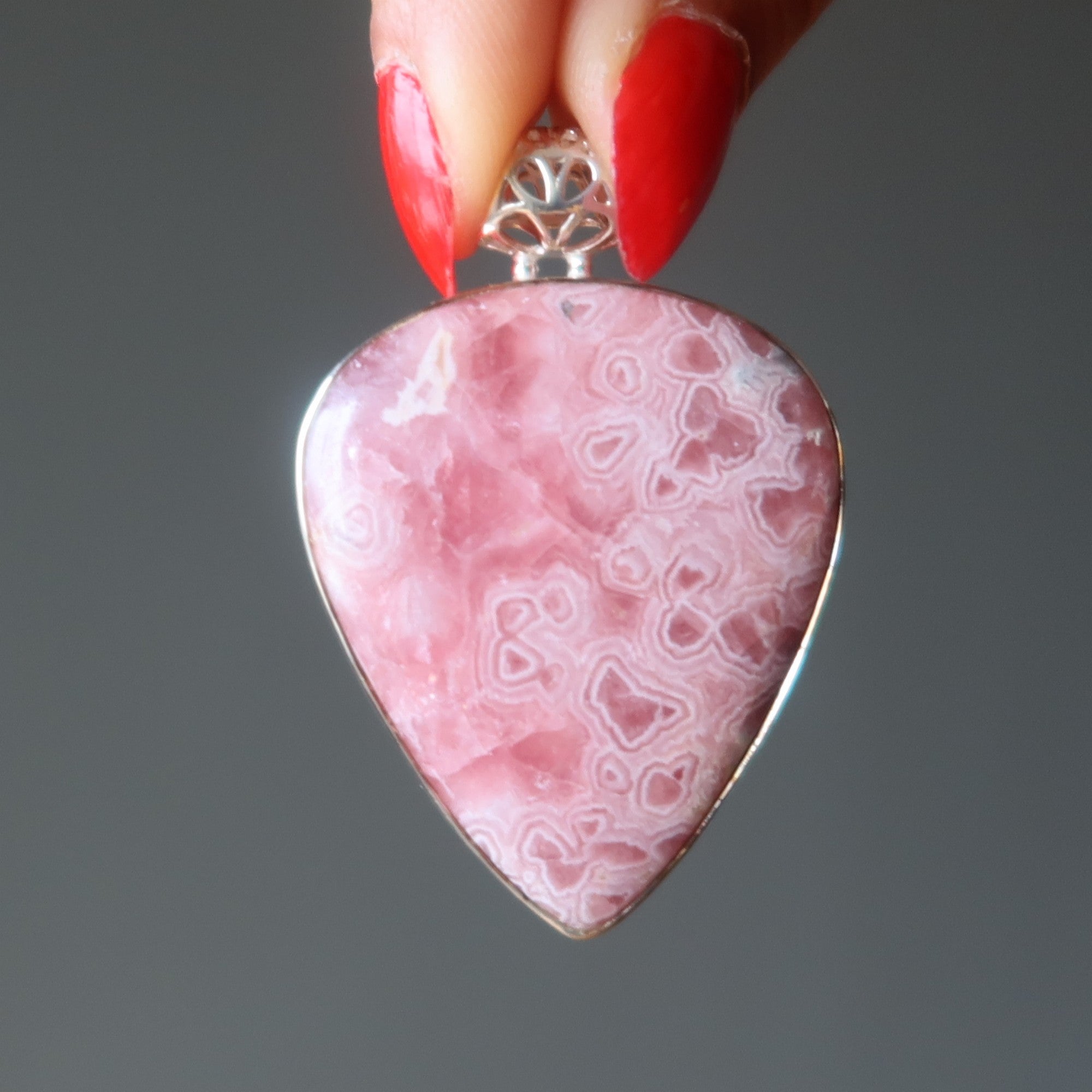 Rhodochrosite Pendant Highest Love Sterling Silver