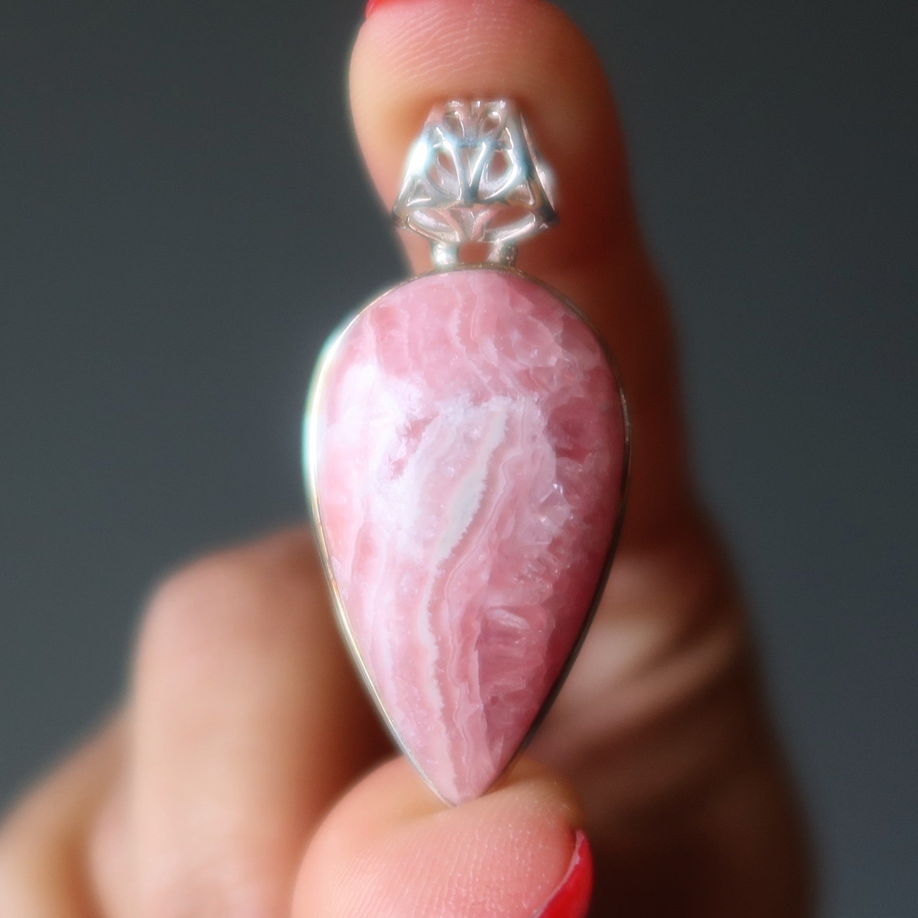 Rhodochrosite Pendant Soulmate Stone Sterling Silver