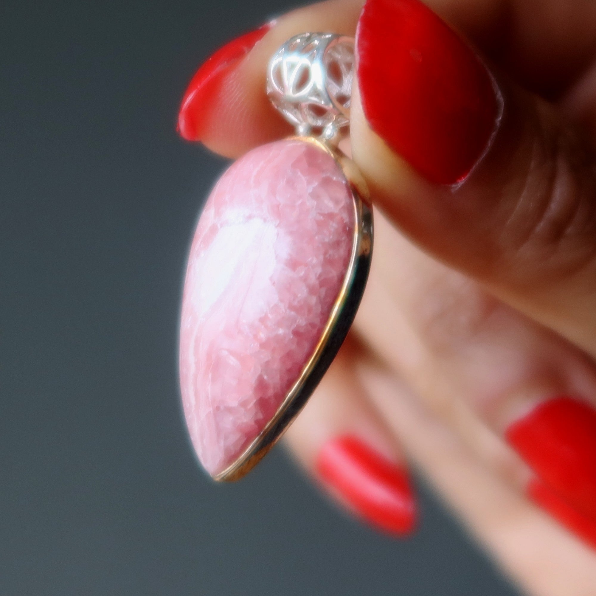 Rhodochrosite Pendant Soulmate Stone Sterling Silver