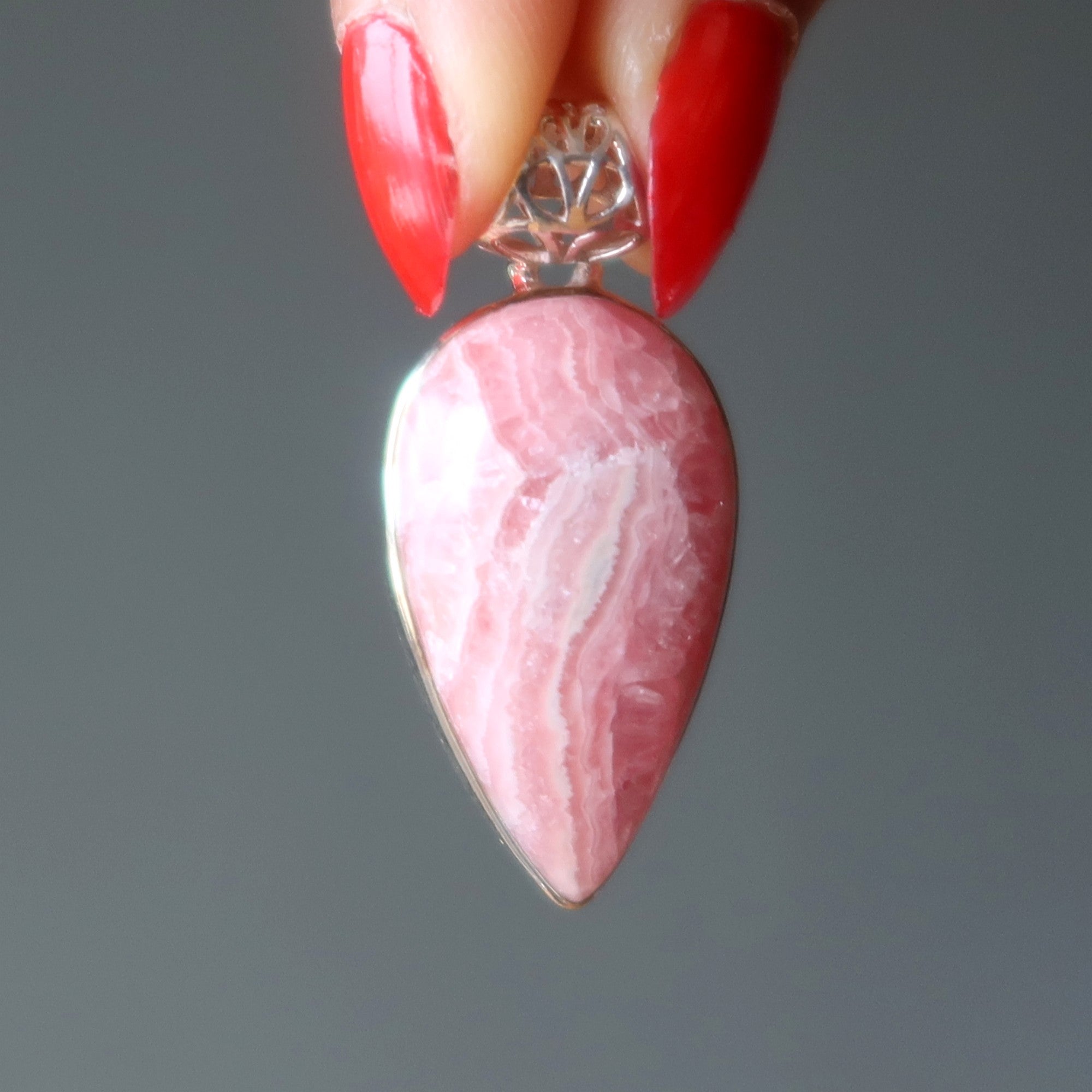Rhodochrosite Pendant Soulmate Stone Sterling Silver