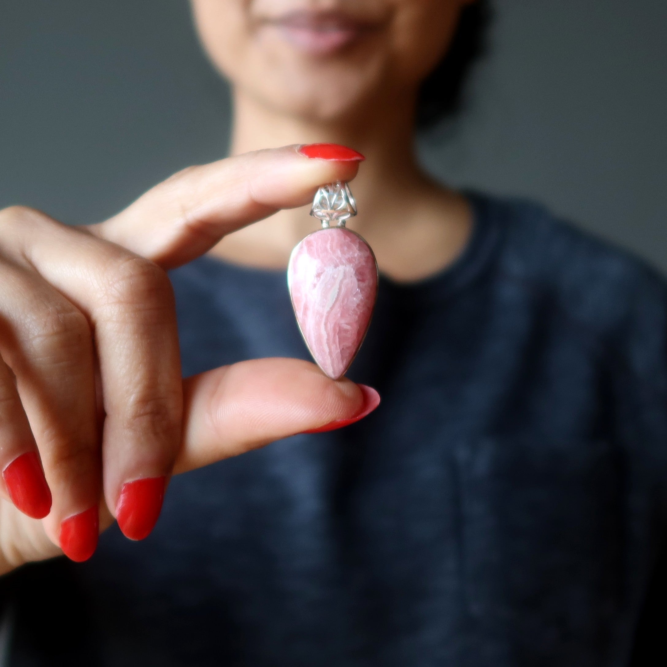 Rhodochrosite Pendant Soulmate Stone Sterling Silver