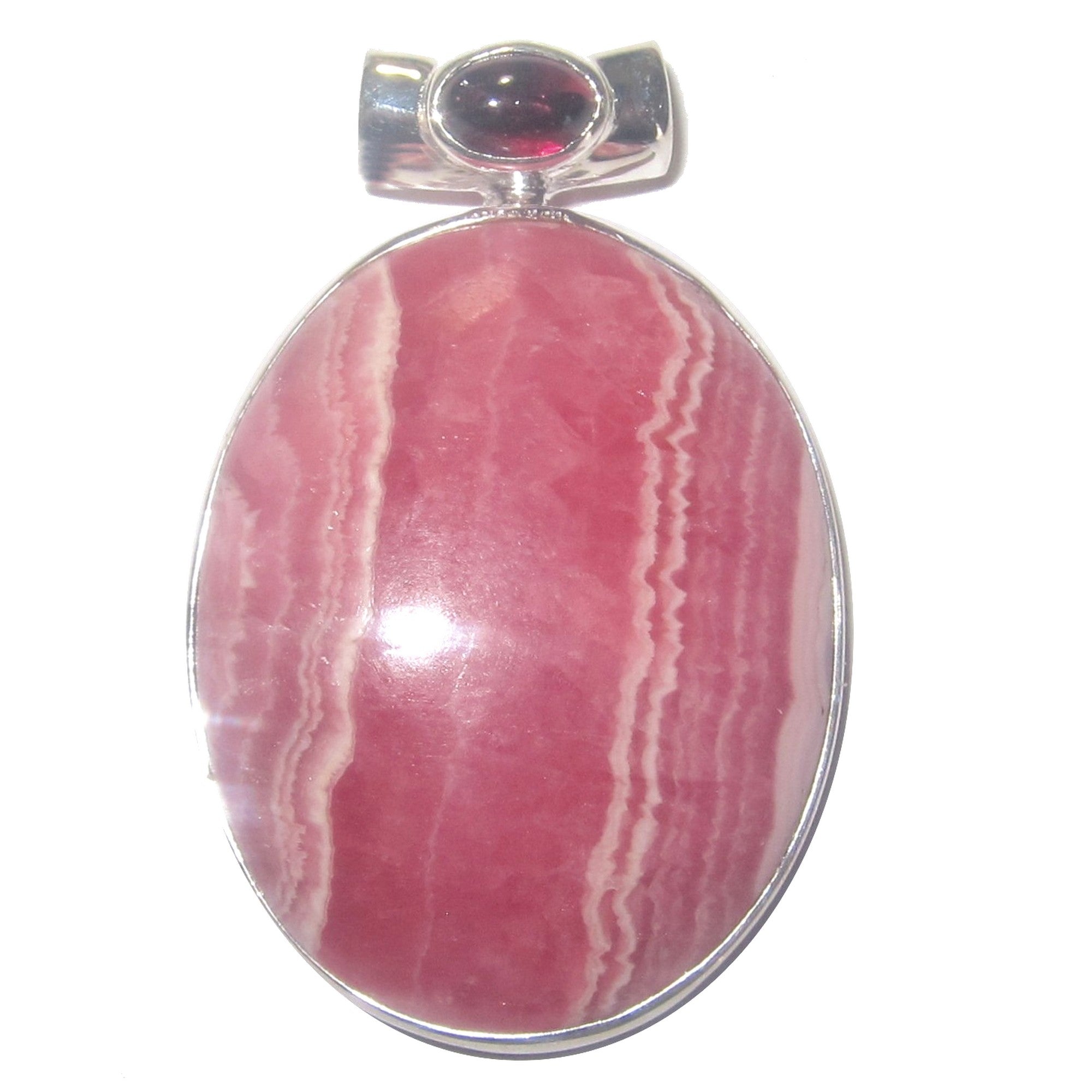 Pendentif Rhodochrosite Grenat Magique Argent Sterling