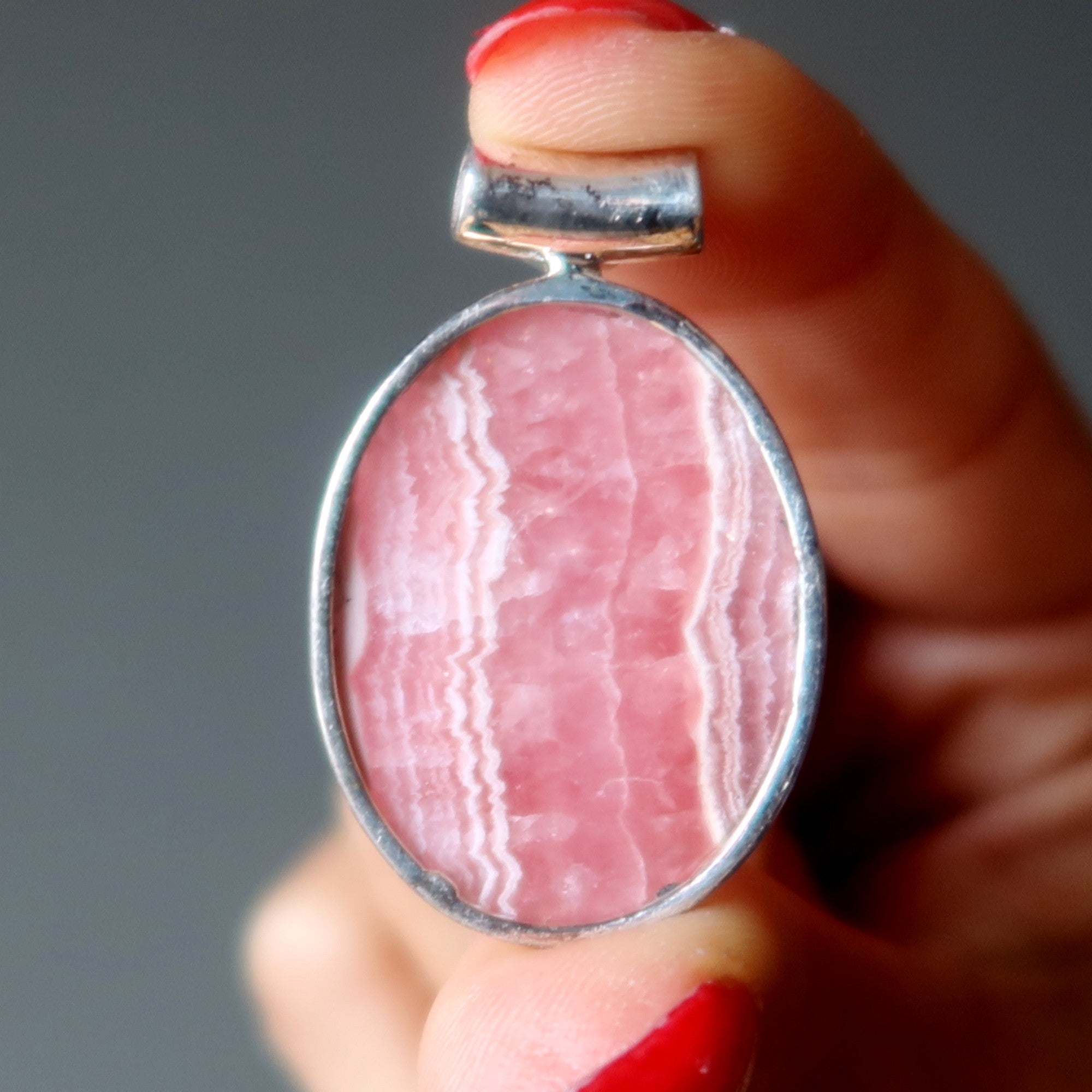 Pendentif Rhodochrosite Grenat Magique Argent Sterling