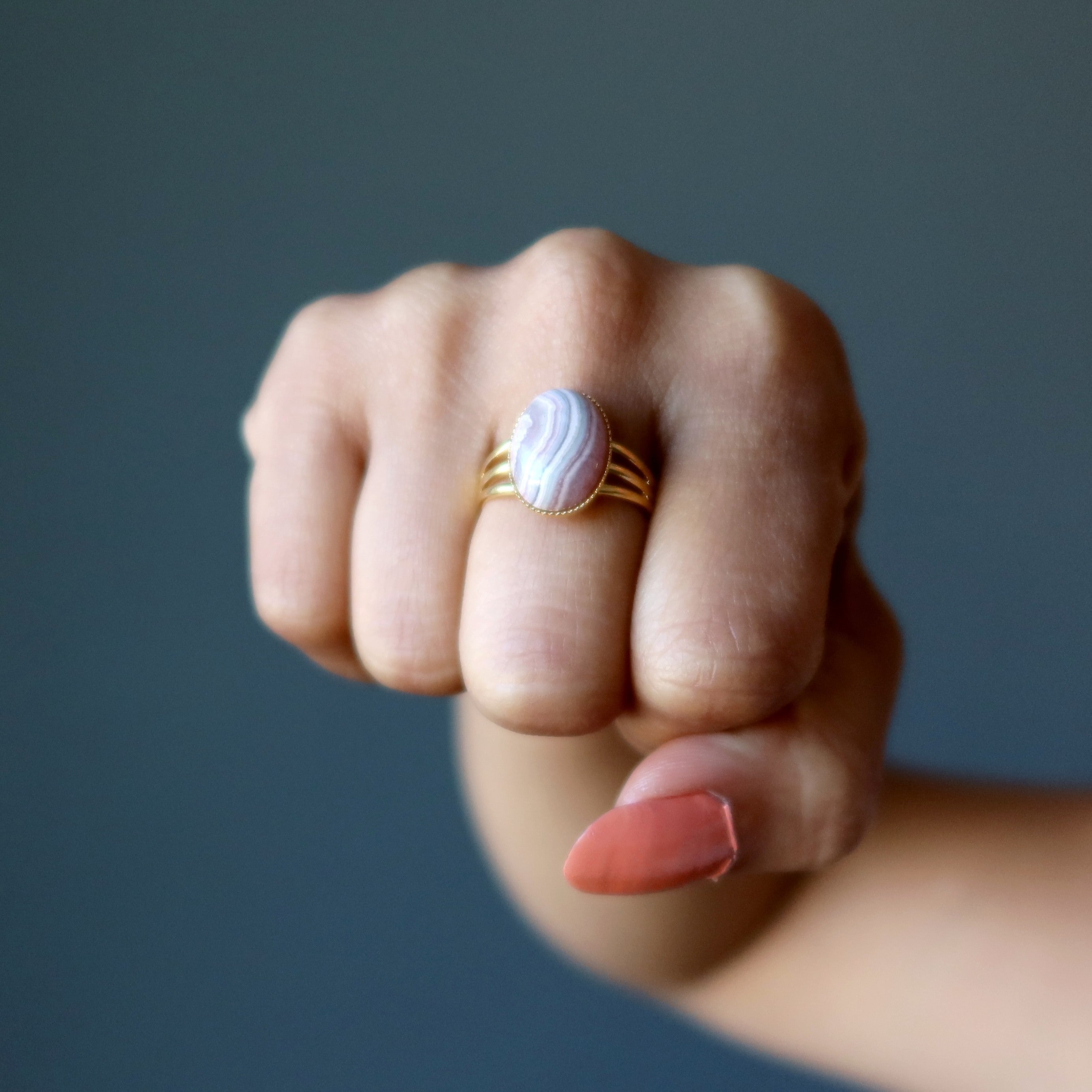 Rhodochrosite Ring Soulmates of Gold Adjustable