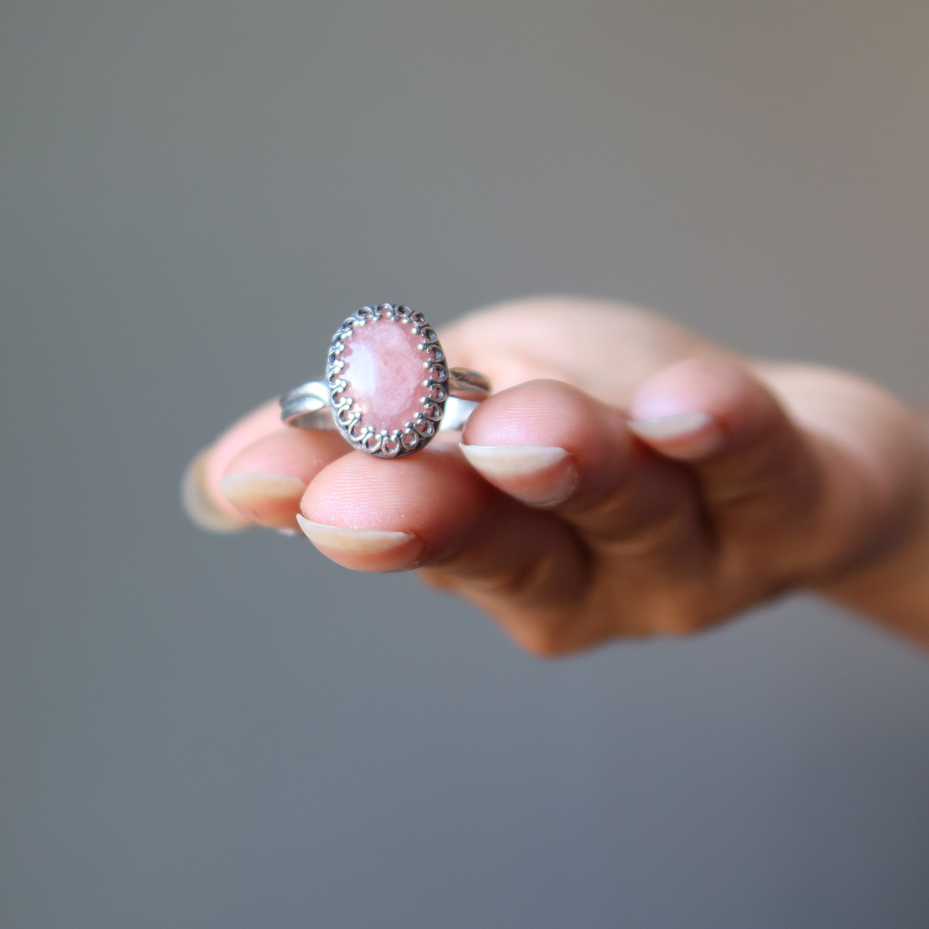 Bague Rhodochrosite Pierre Venus Argent Sterling Ajustable