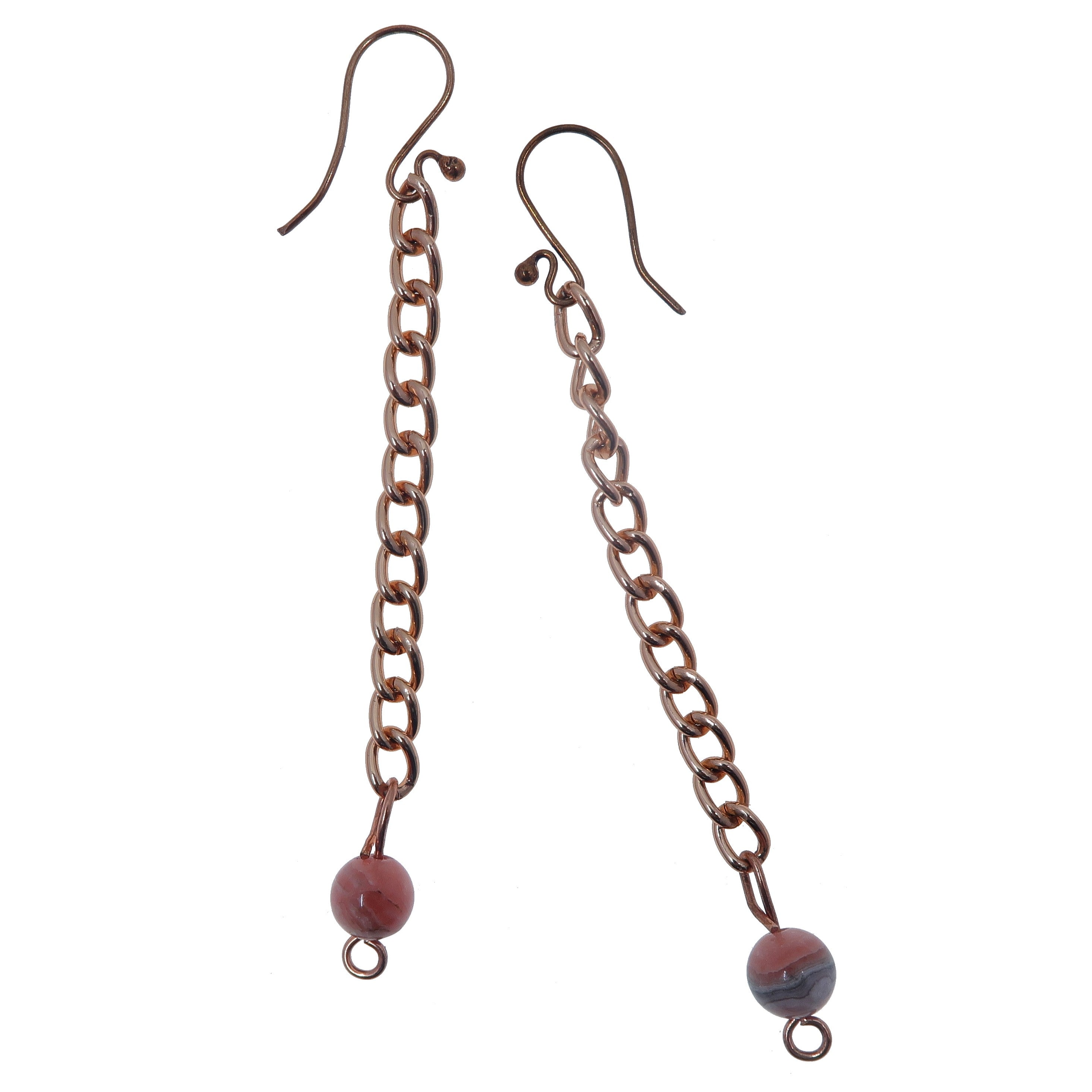 Rhodochrosite Earrings Love Shines Pink Copper Chain