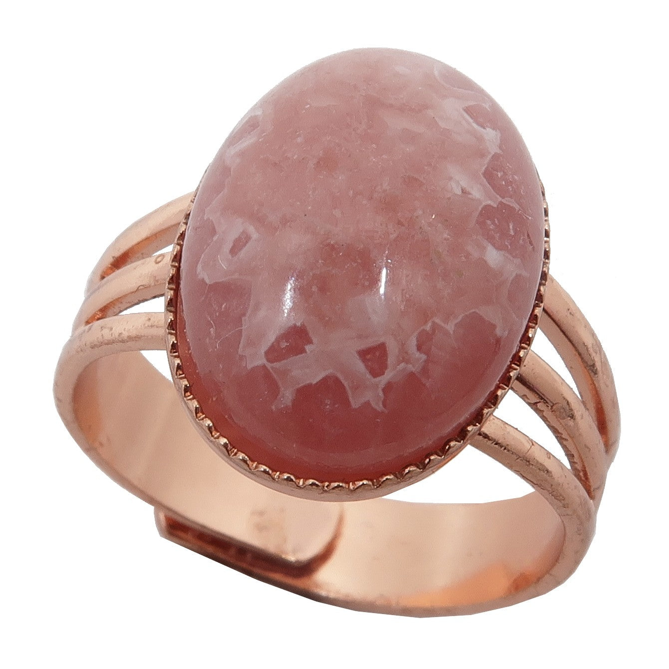 Rhodochrosit Ring Pink Lover Kristall Kupfer Verstellbar