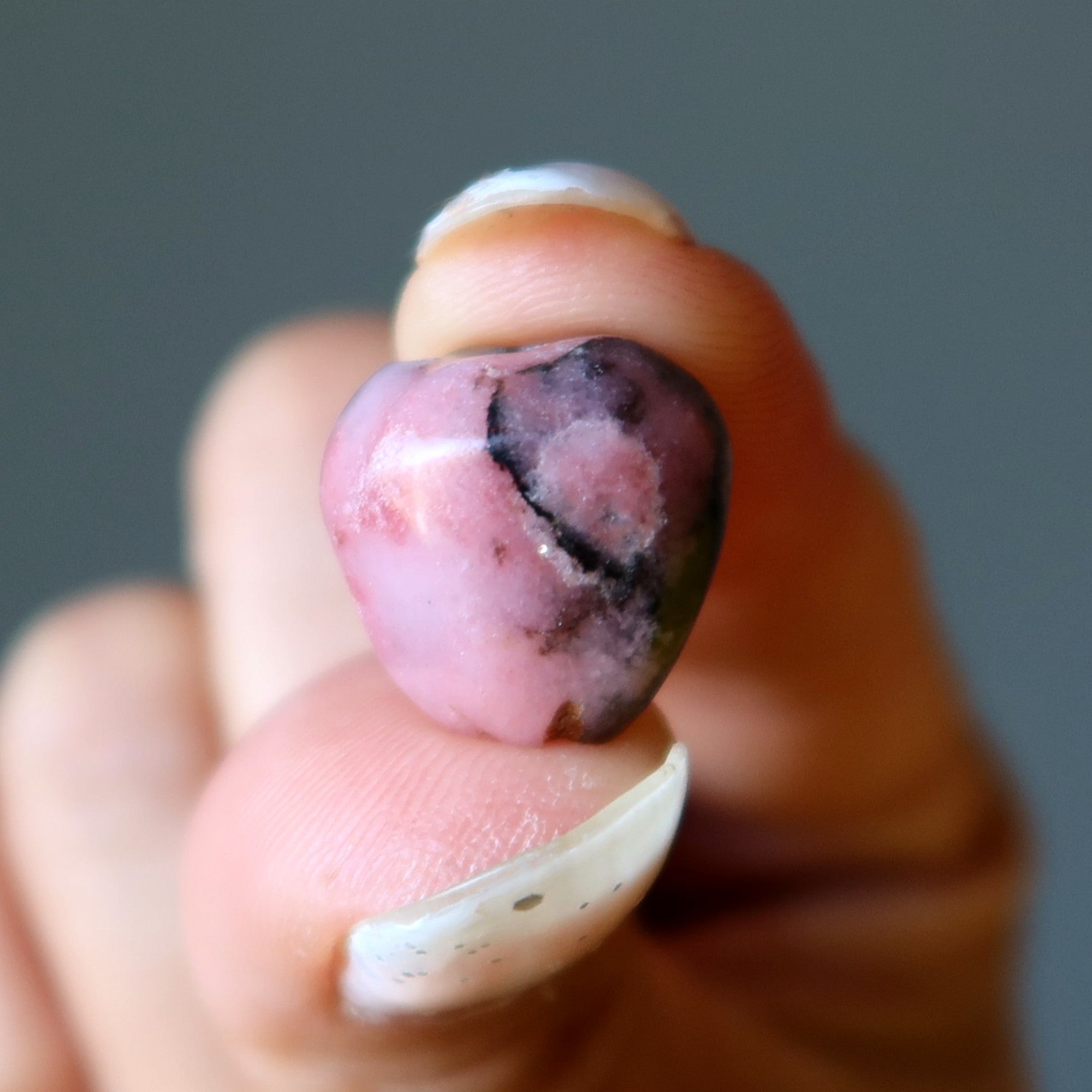 Rhodonite Grid Crystal Pink Apple Amulet Pink Drilled