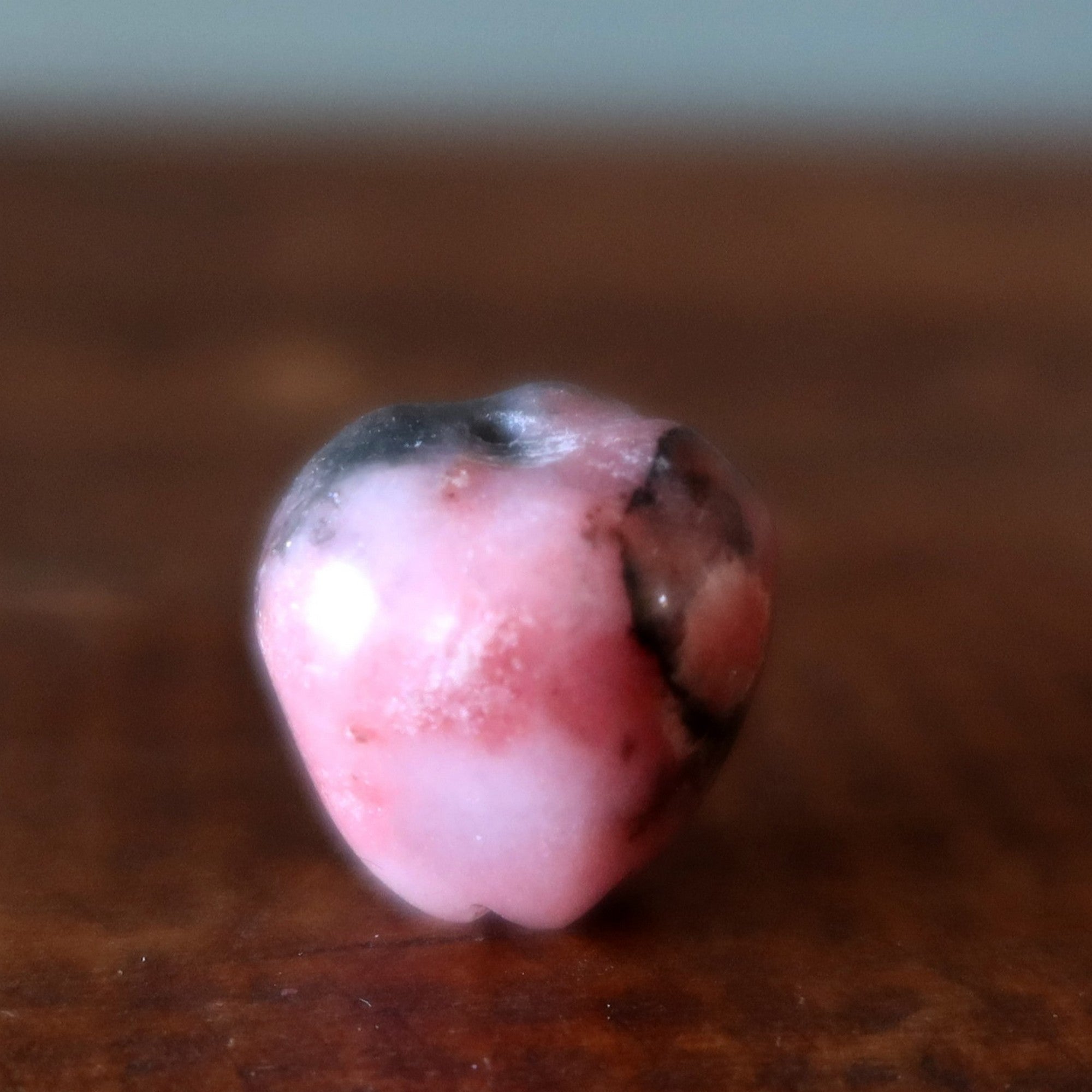 Rhodonite Grid Crystal Pink Apple Amulet Pink Drilled