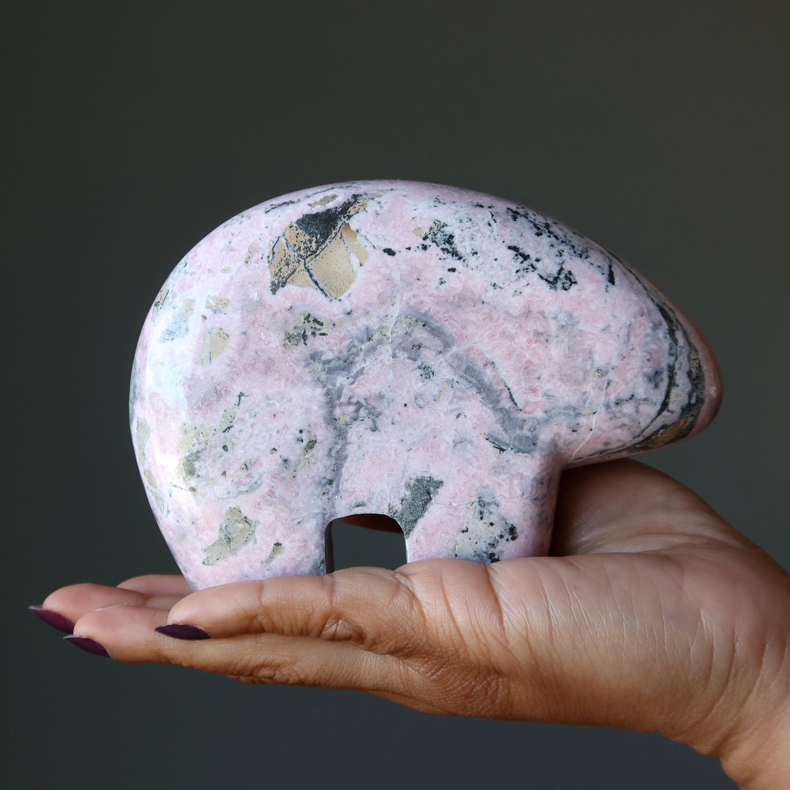 Rhodonite Ours Rose Doux Géant Esprit de la Nature Pierre