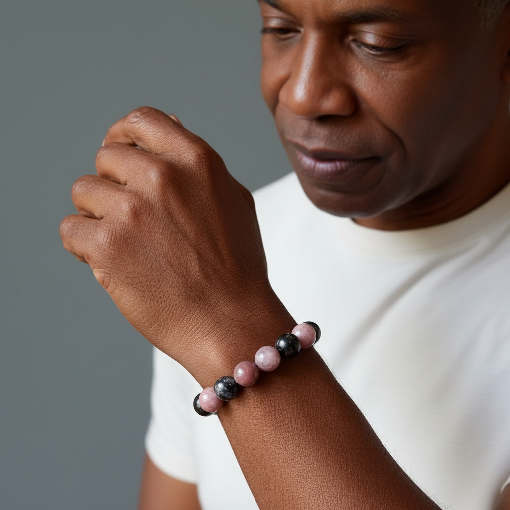 Rhodonit Armband Rosa Schwarz Social Superstar Stein