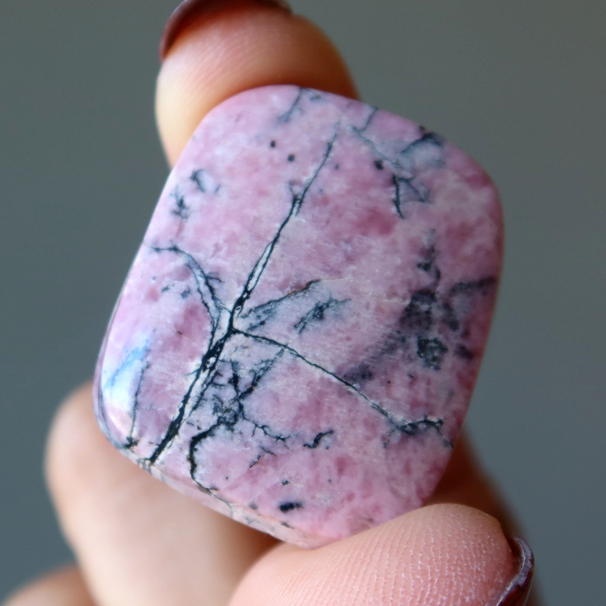 Rhodonit-Taschenstein-Cabochon, Landschaftsedelstein