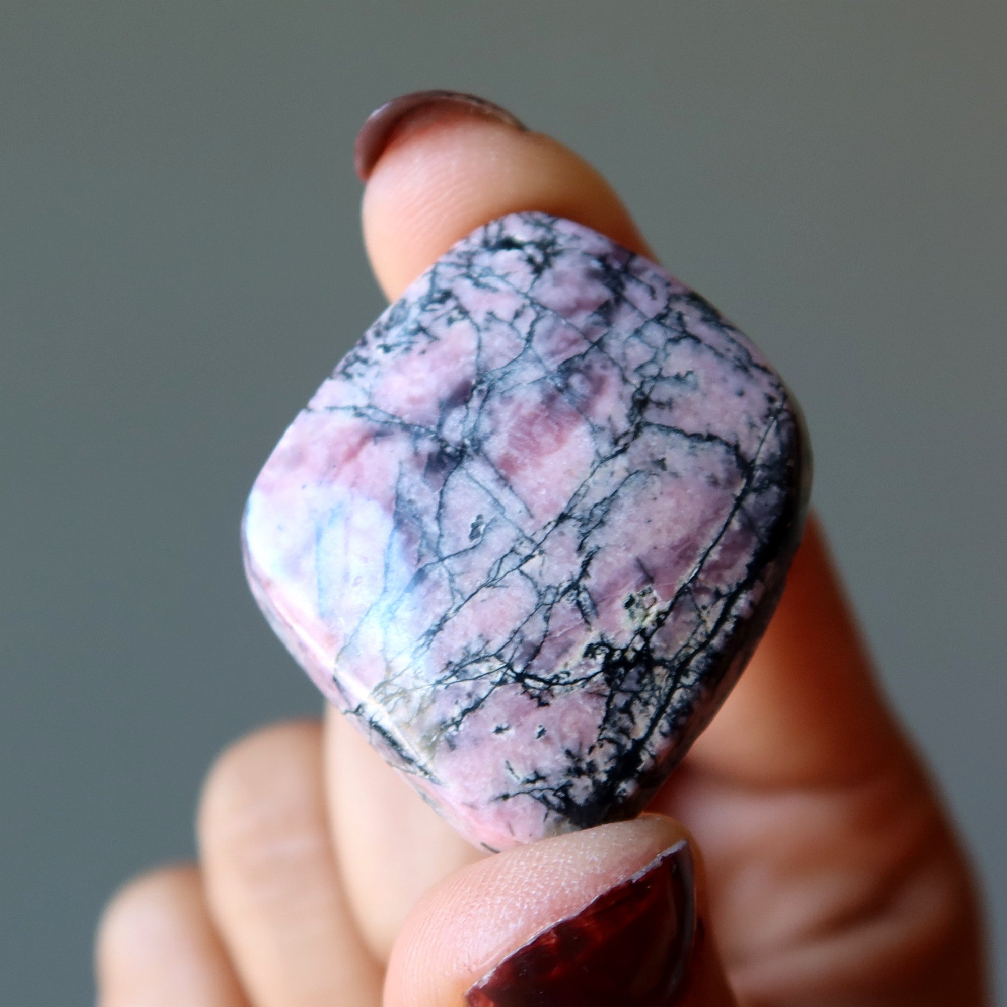 Rhodonit-Taschenstein-Cabochon, Landschaftsedelstein