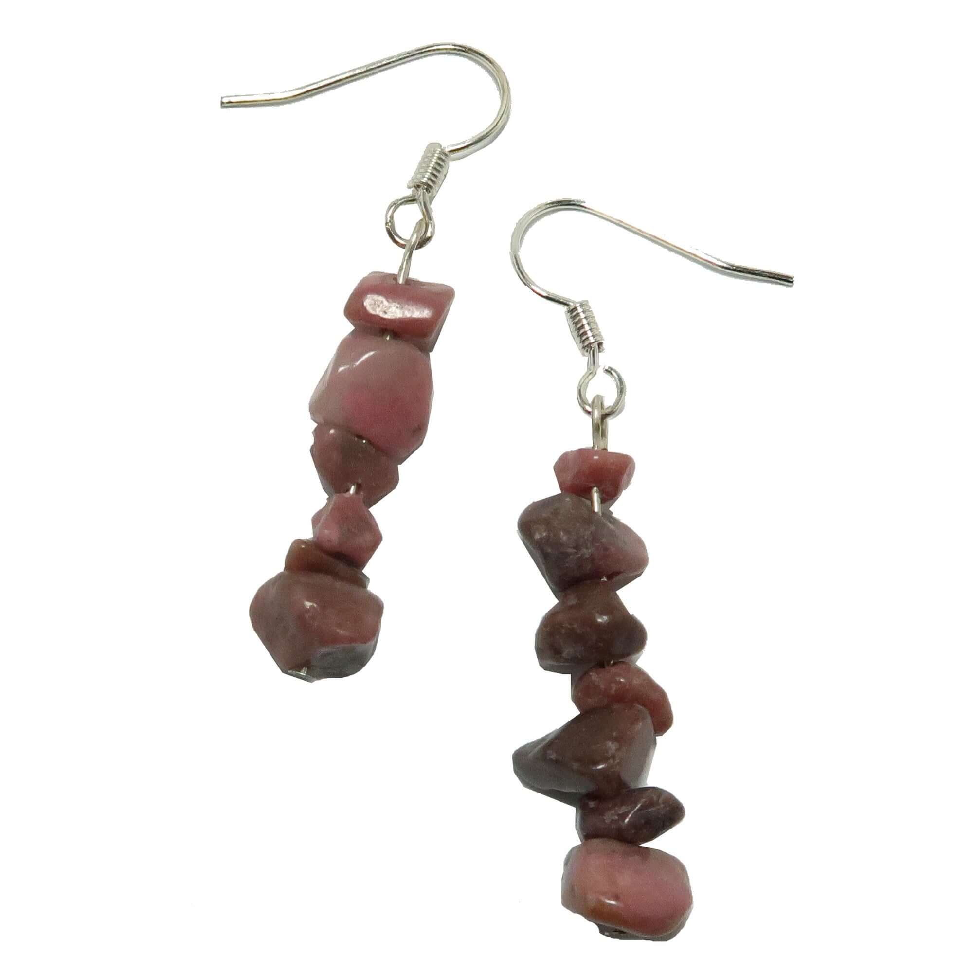 Boucles d'oreilles Rhodonite Pierres Adorables d'Amour de Soi Roses