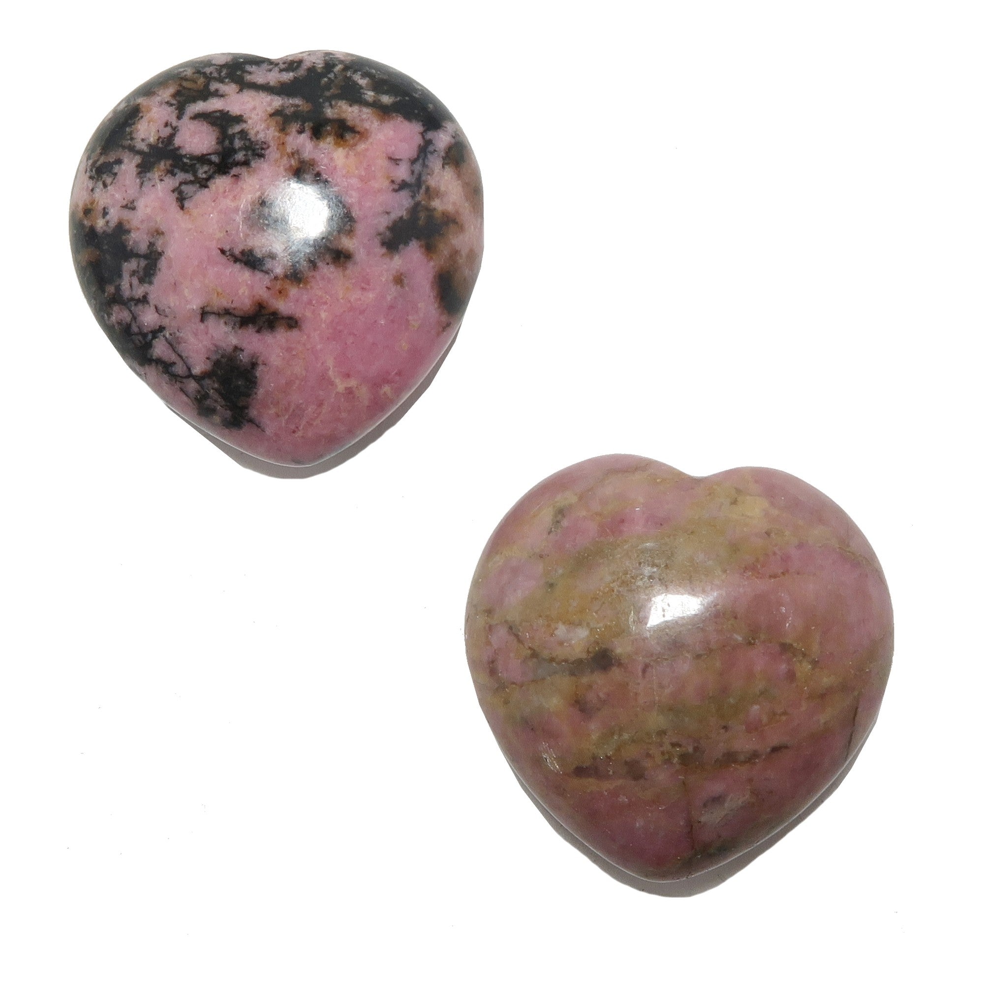 Paire de Cœurs de Rhodonite pour Amoureux Liés