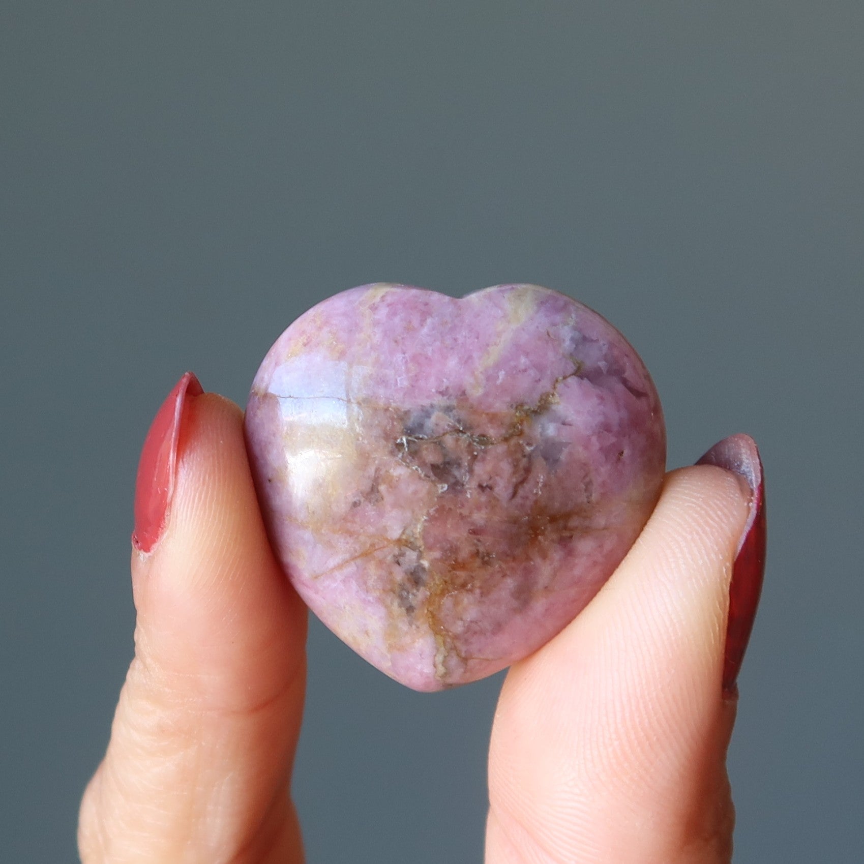 Paire de Cœurs de Rhodonite pour Amoureux Liés