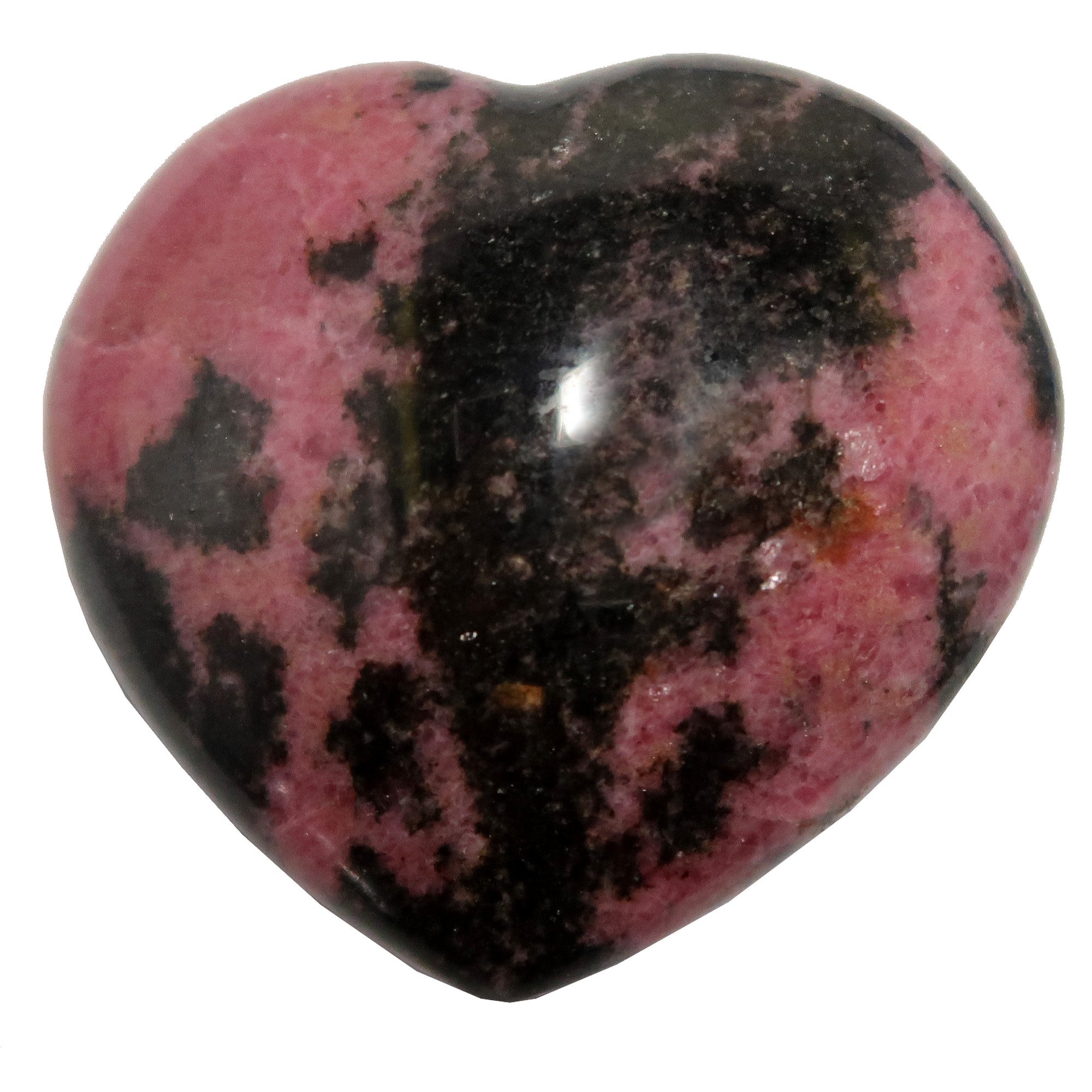Cœur de rhodonite rose noir cristal des amants sauvages