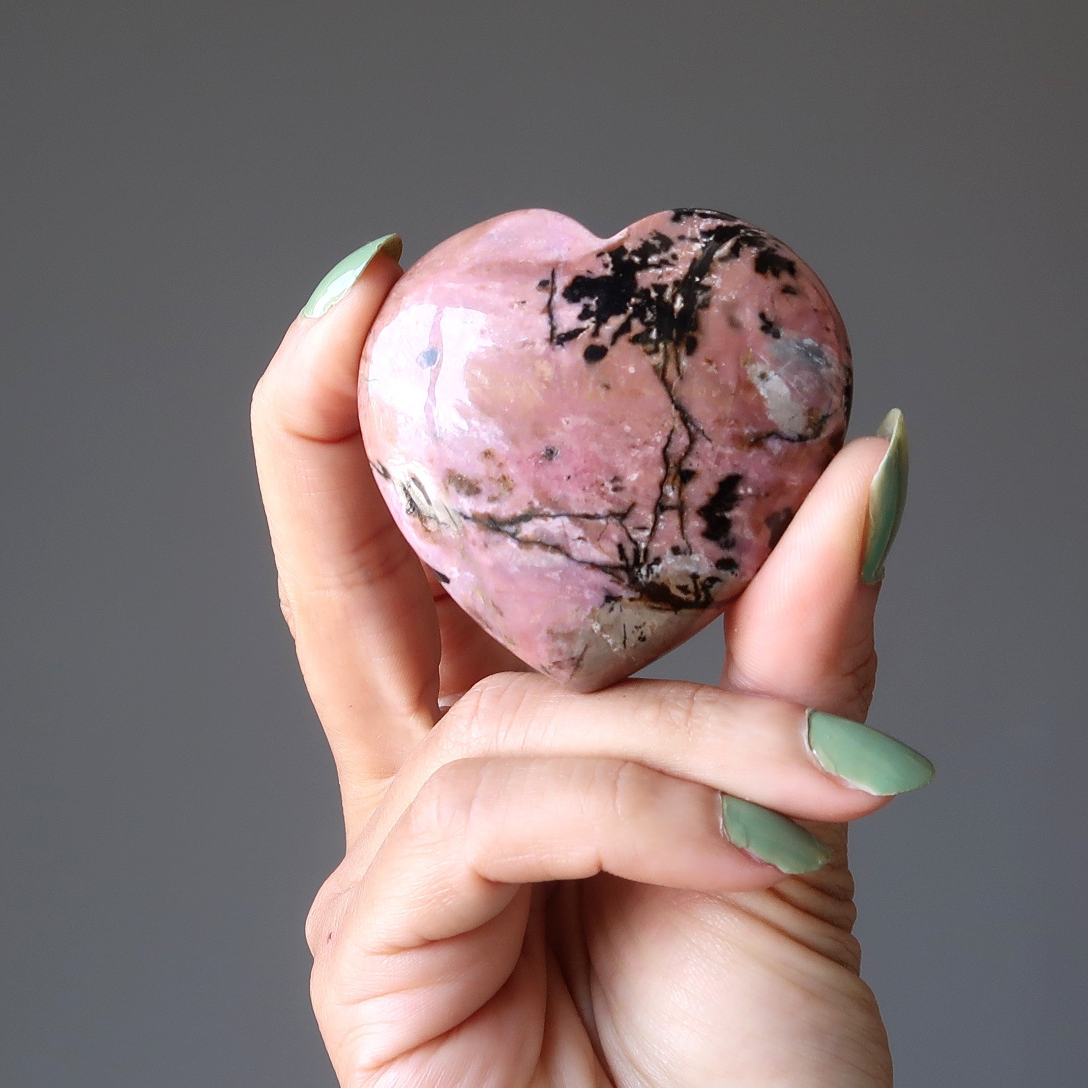 Paire de Cœurs de Rhodonite pour Amoureux Liés