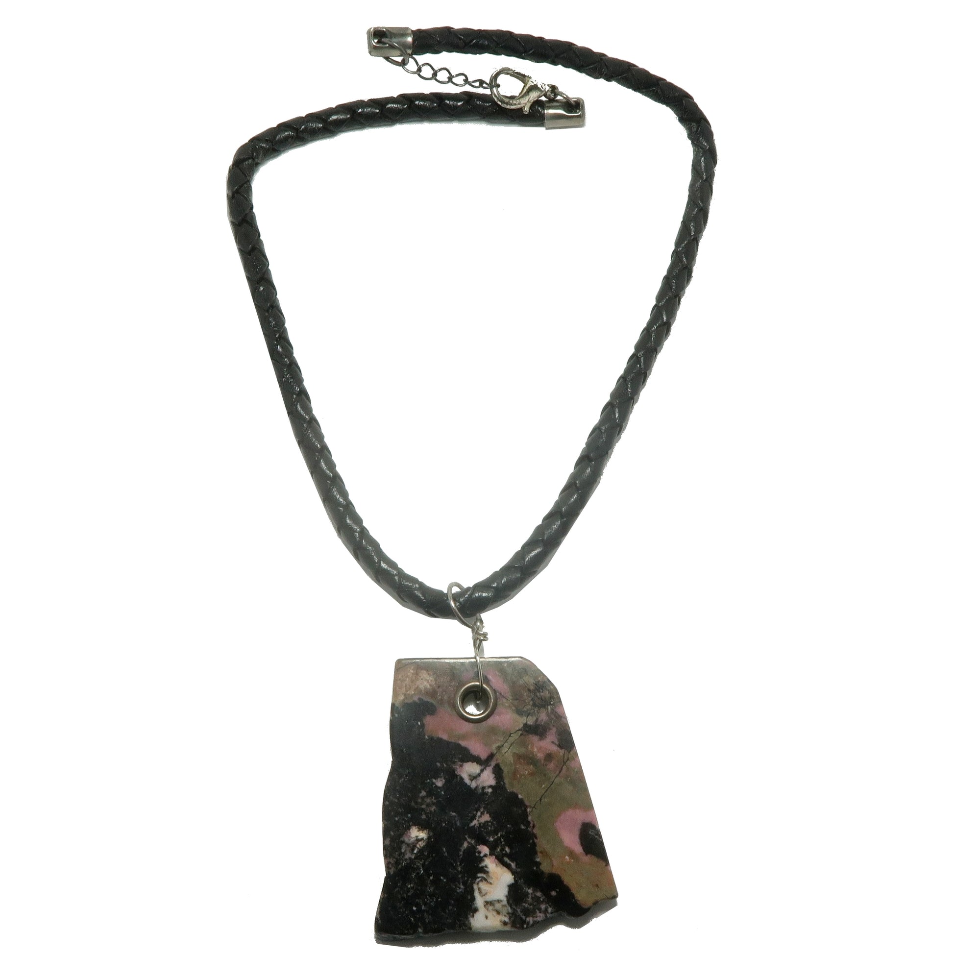 Rhodonite Necklace Declare my Confidence Pink Black Slab