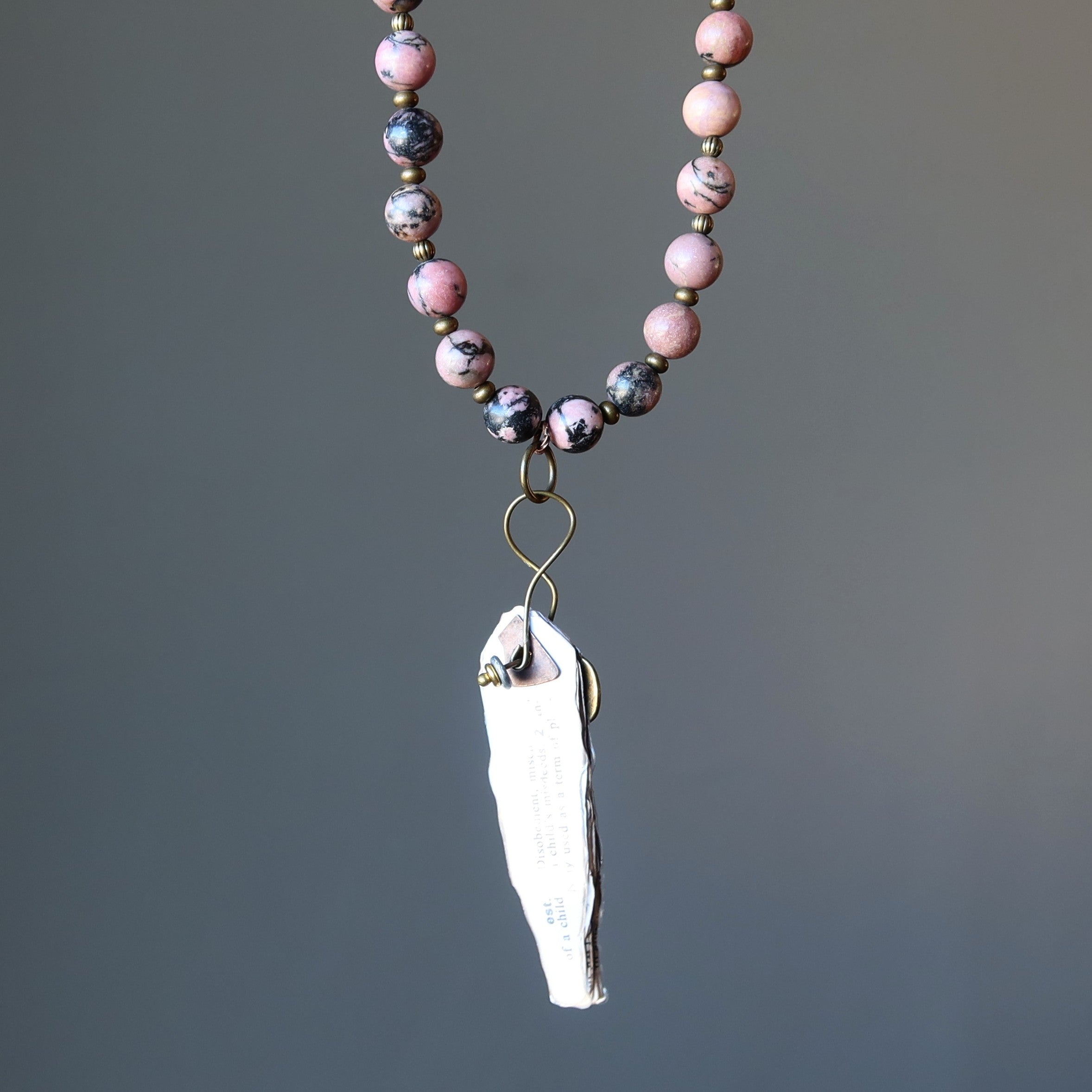 Rhodonite Necklace Literature Lover Key