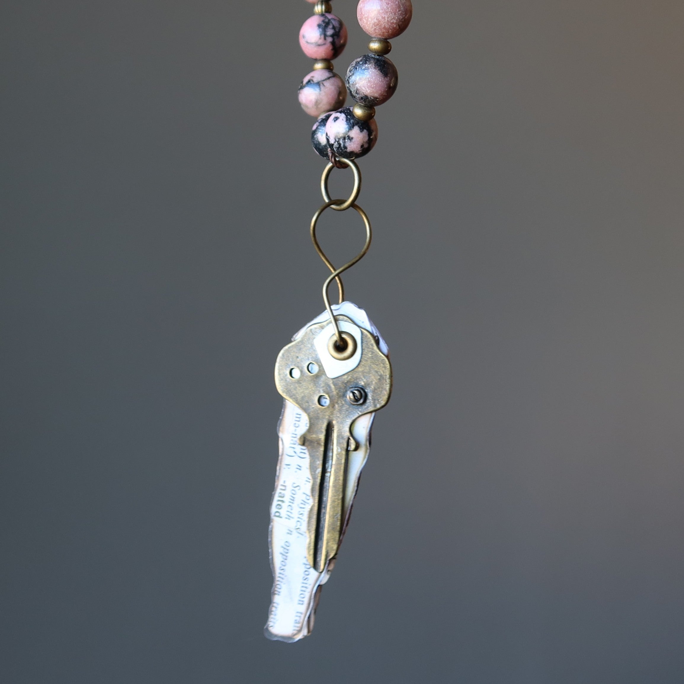 Rhodonite Necklace Literature Lover Key