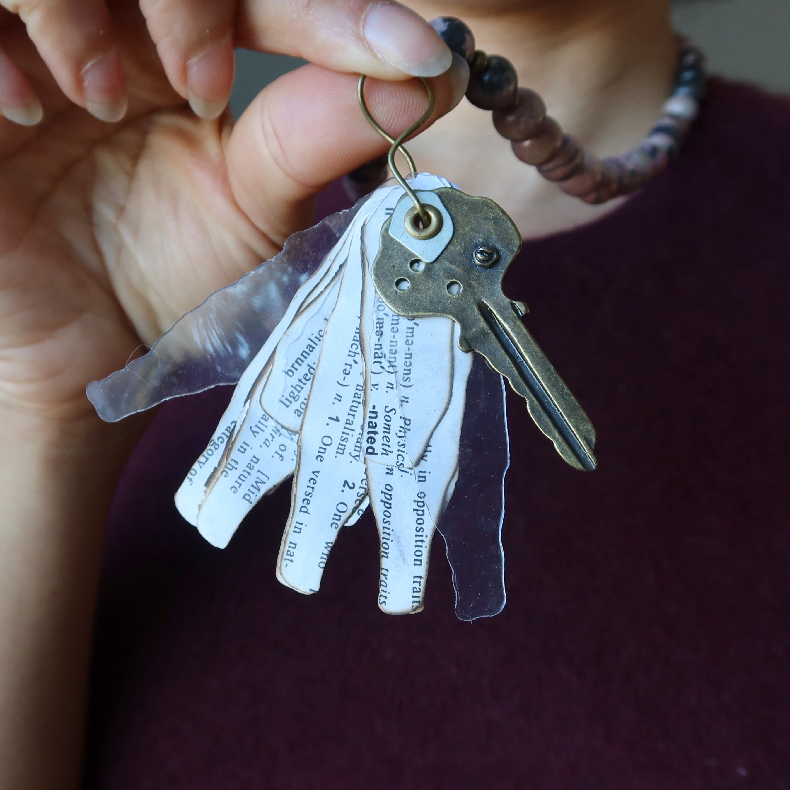 Rhodonite Necklace Literature Lover Key
