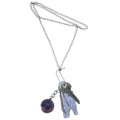 Collier en rhodonite avec clé « Book Lovers » en acier vieilli