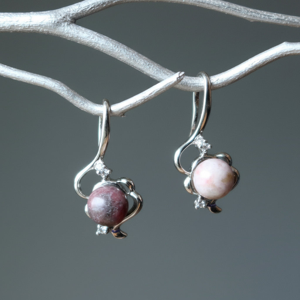 Rhodonite Pendant Pink Crystal Cutie Charm Silver