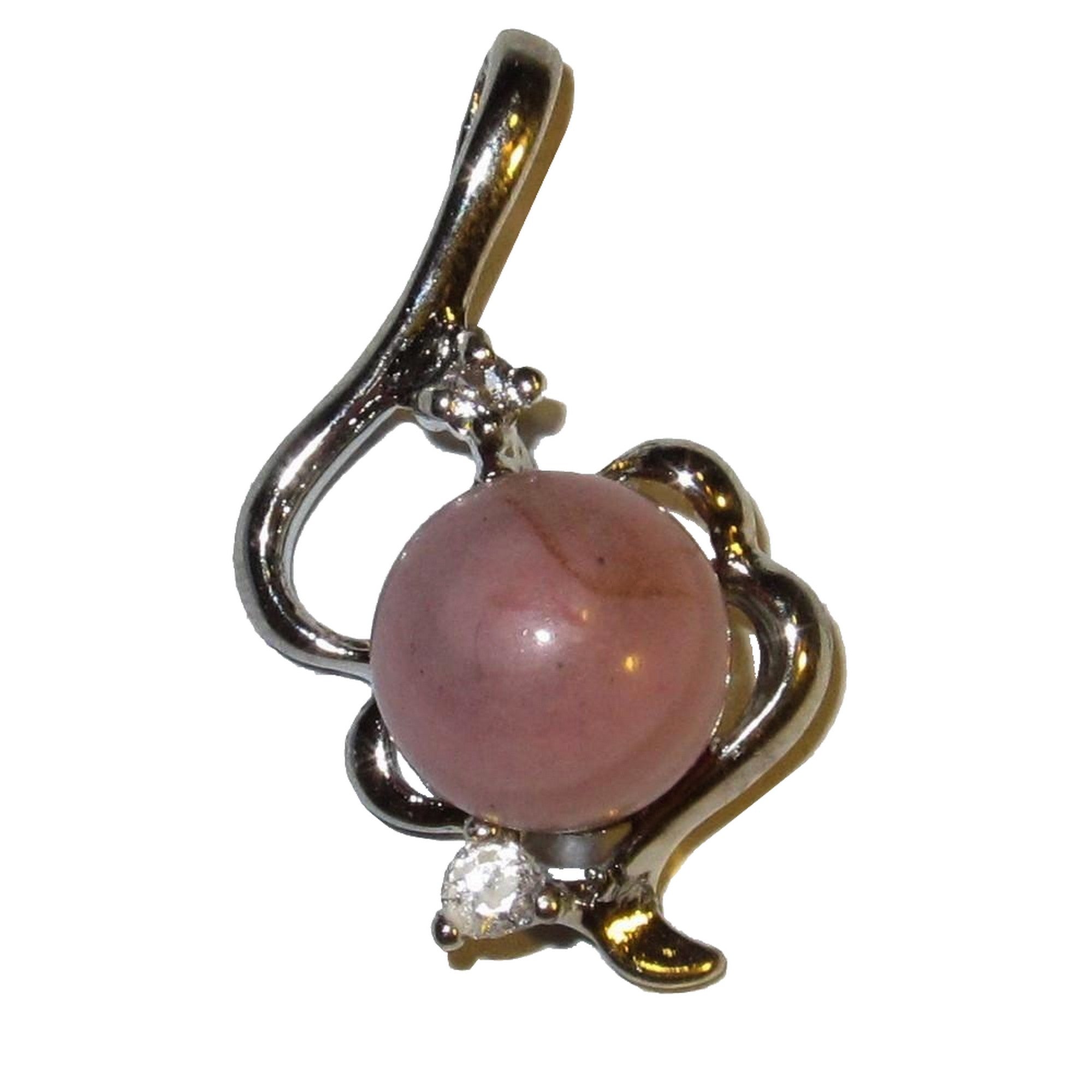 Rhodonite Pendant Pink Crystal Cutie Charm Silver