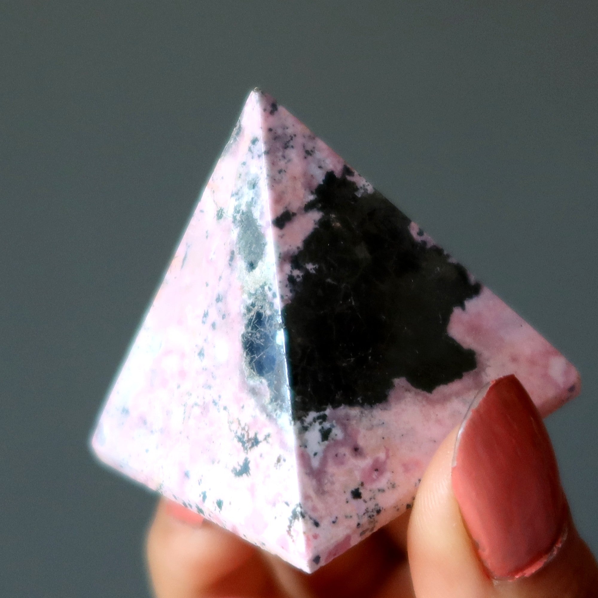 Rhodonite Pyramid Love from Above Crystal