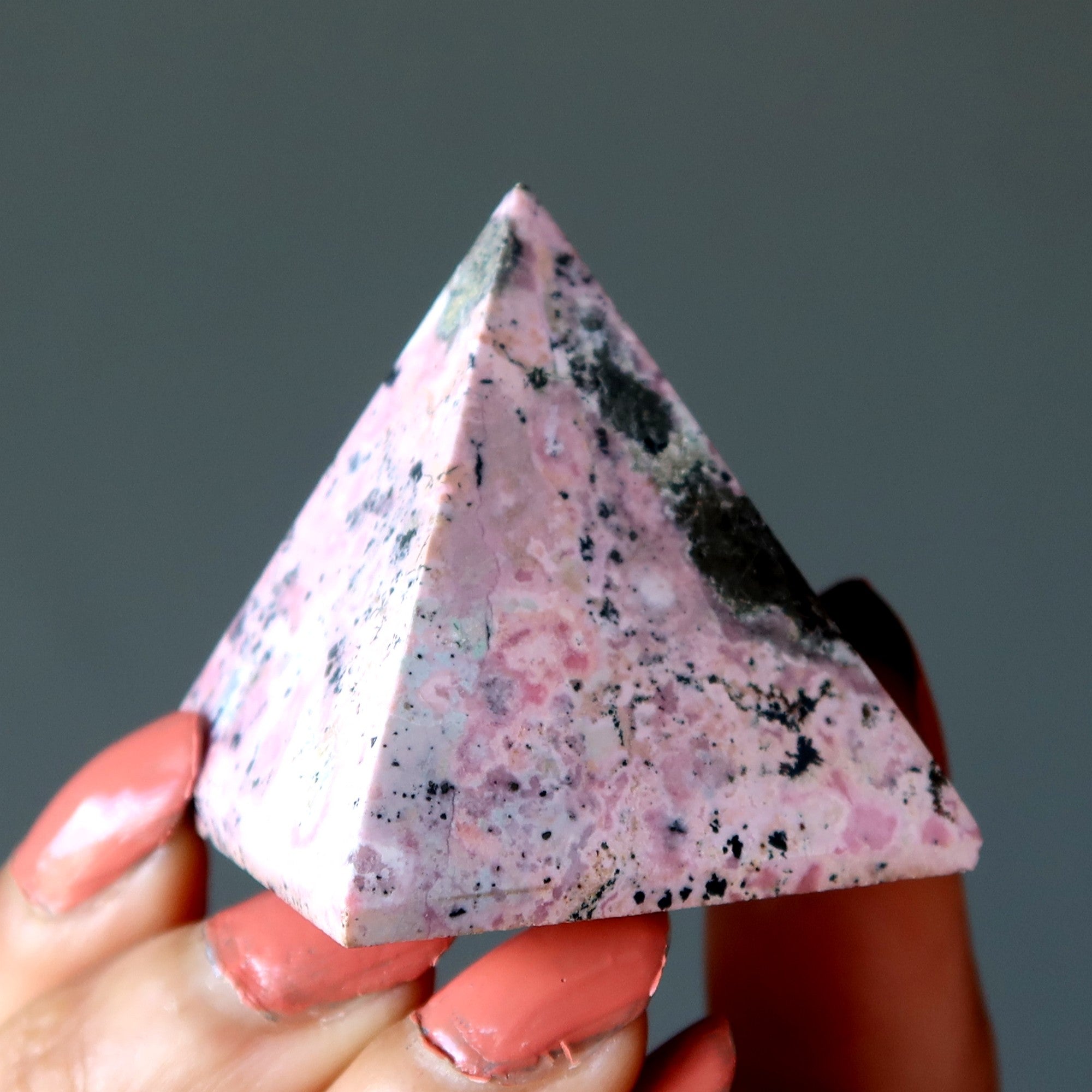 Rhodonite Pyramid Love from Above Crystal